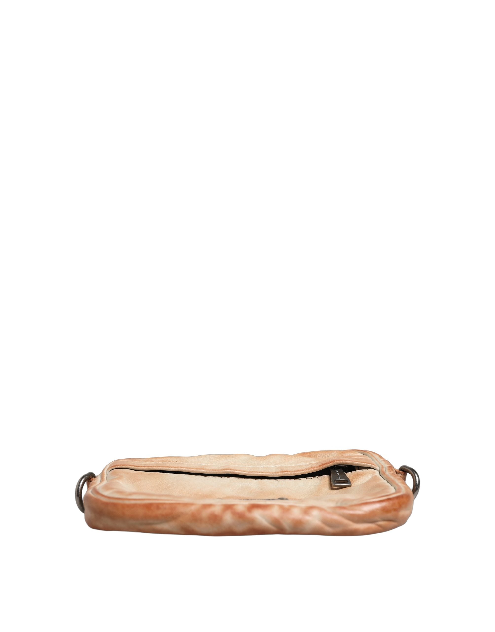 Beige Vintage Leather Logo Plaque Shoulder Borse Men Bag