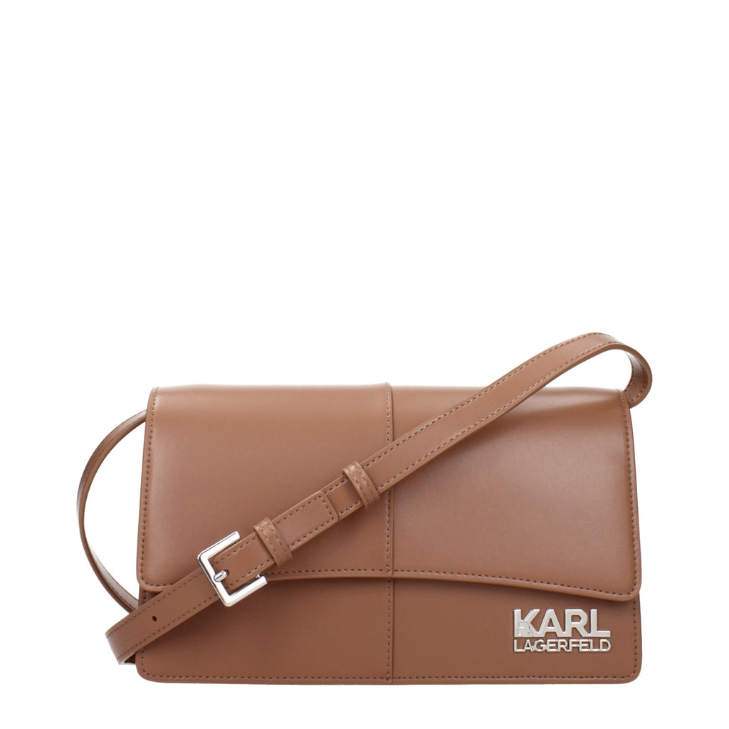 Brown Polyethylene Crossbody Bag