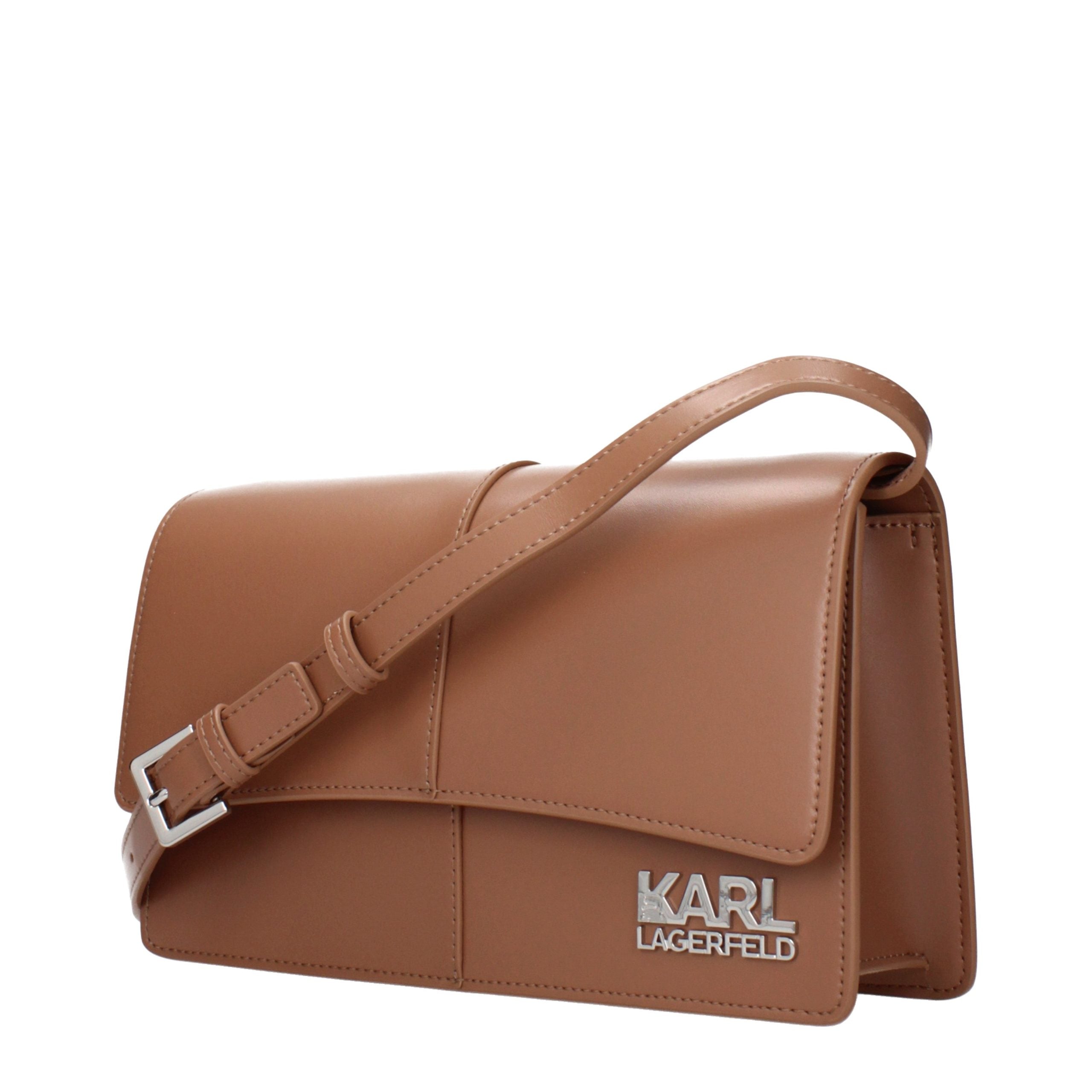 Brown Polyethylene Crossbody Bag