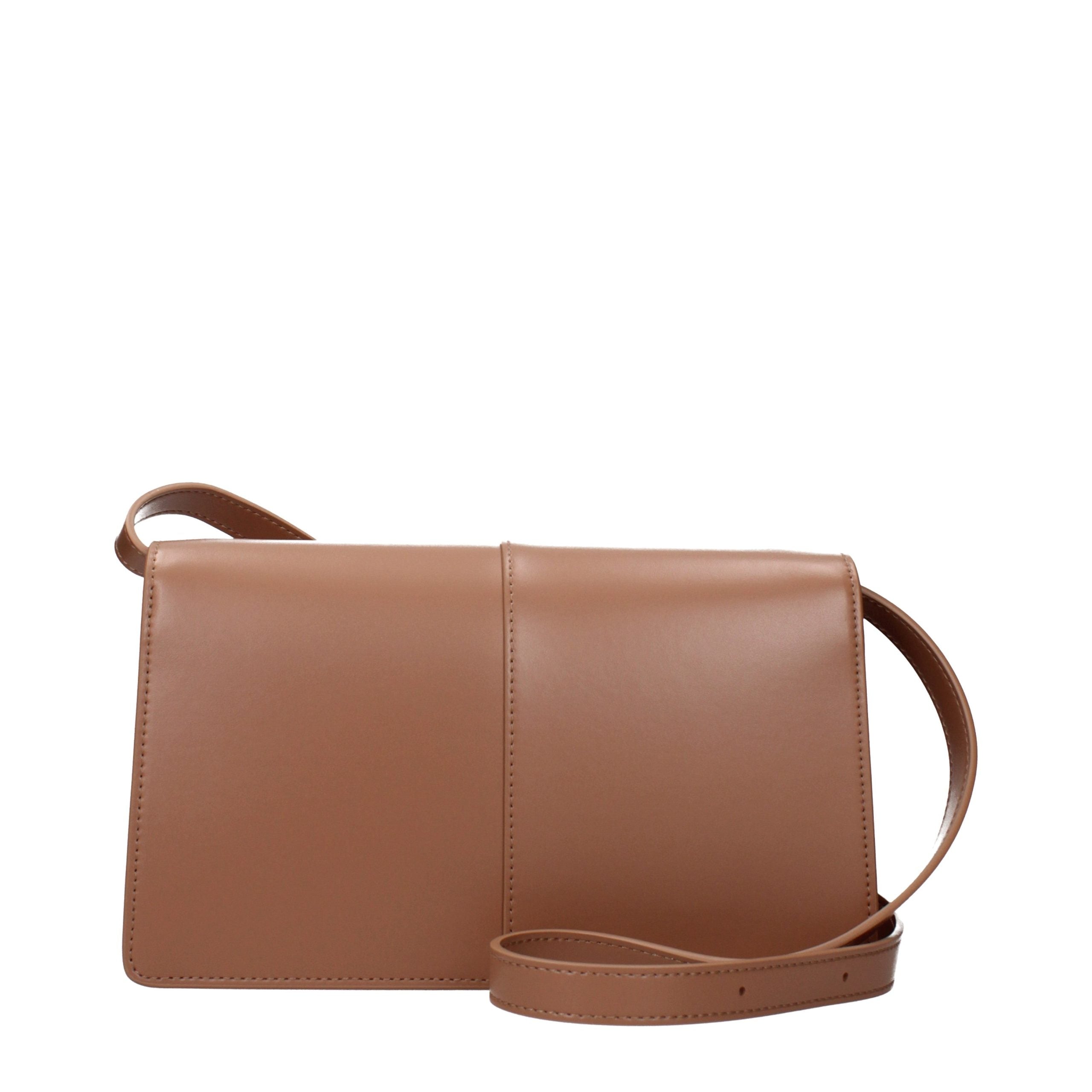Brown Polyethylene Crossbody Bag