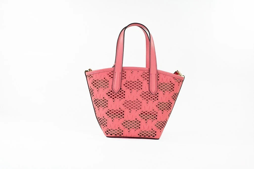 Michael Kors Kimber Small Tea Rose Leather 2-In-1 Zip Tote Messenger Bag Purse