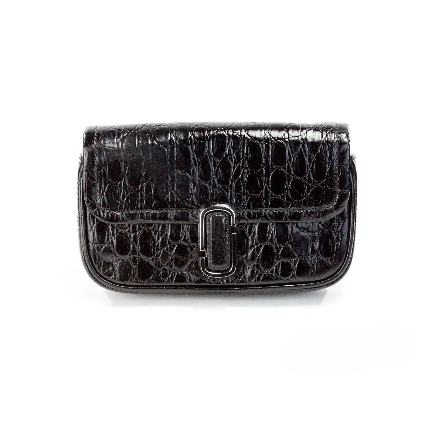 Marc Jacobs The Mini Shoulder Bag Black Embossed Leather Crossbody Bag