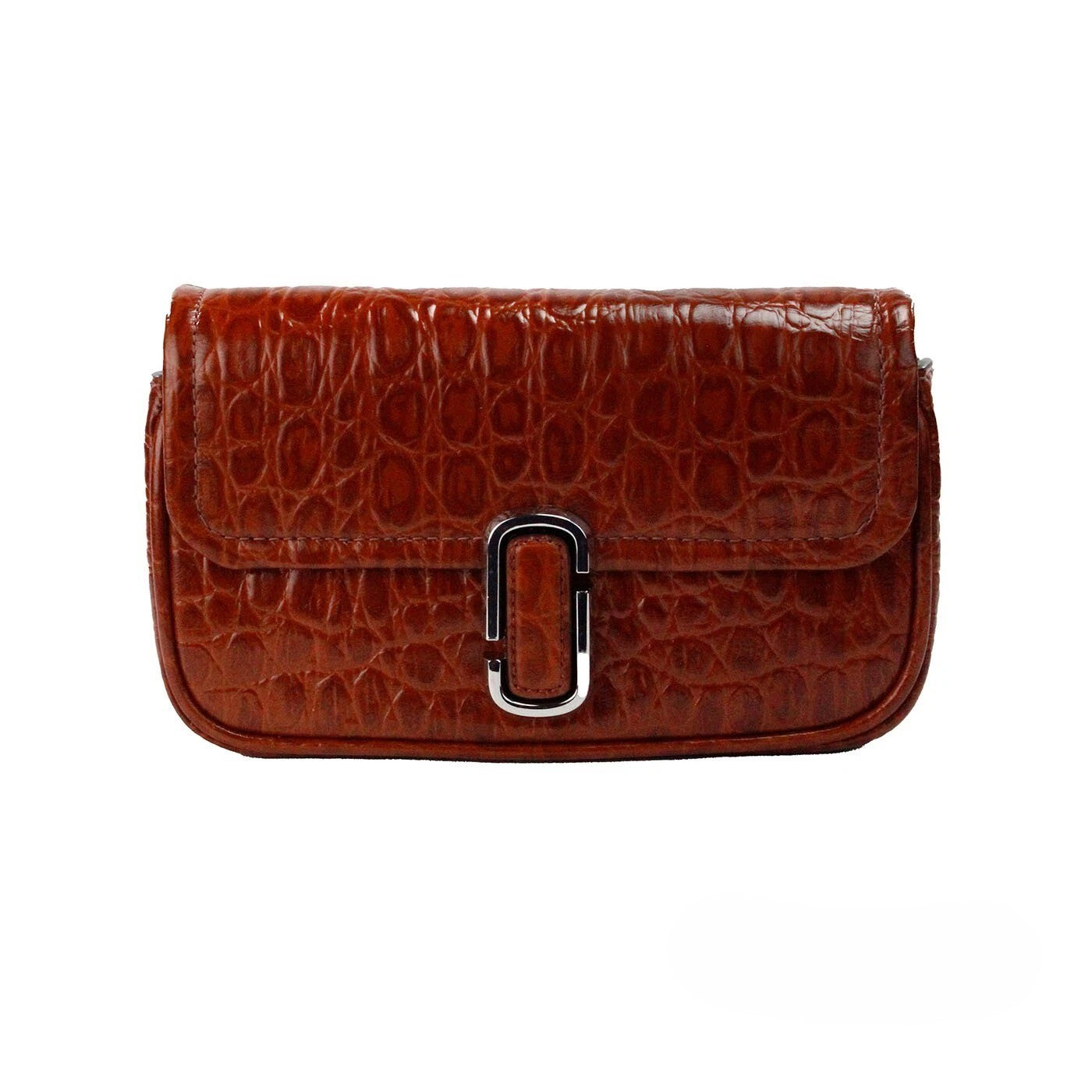 Marc Jacobs The Mini Shoulder Bag Spice Brown Embossed Leather Crossbody Bag