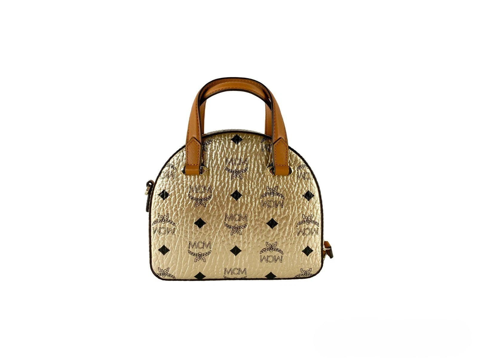 MCM Half Moon Mini Round Top Tote Crossbody Bag