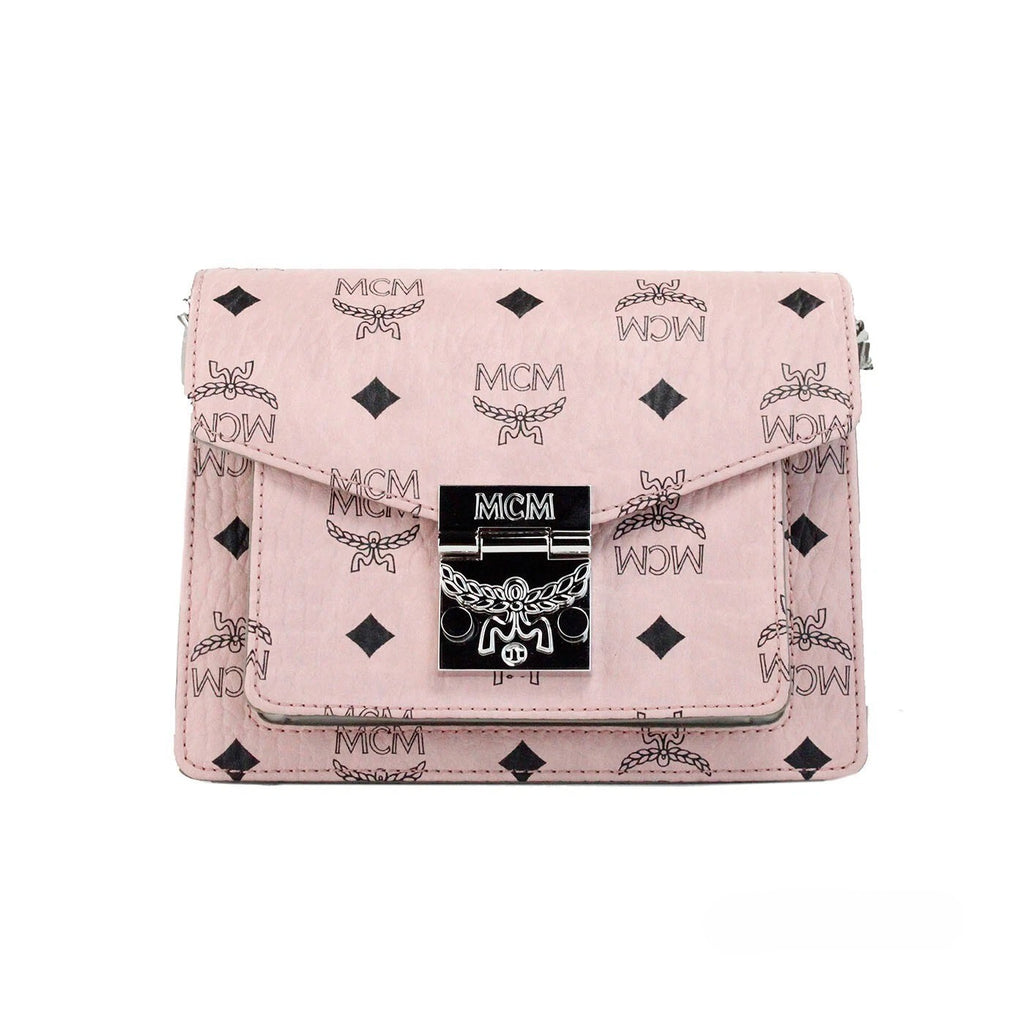 MCM Signature Patricia Leather Mini Flap Lock Crossbody Bag
