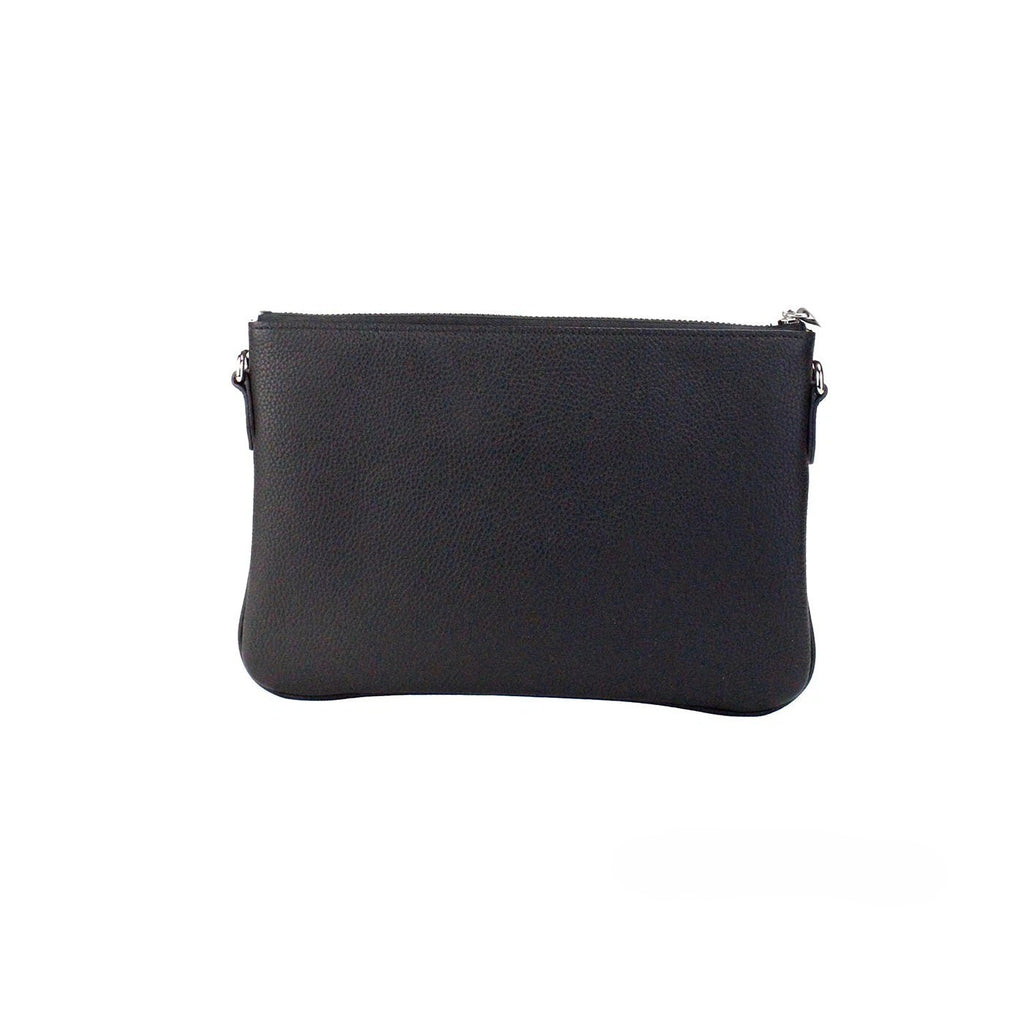 Burberry Peyton Monogram Black Leather Pouch Crossbody Bag Purse
