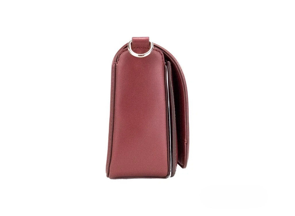 Marc Jacobs Medium Metal Signet Syrah Smooth Leather Flap Crossbody Purse Bag