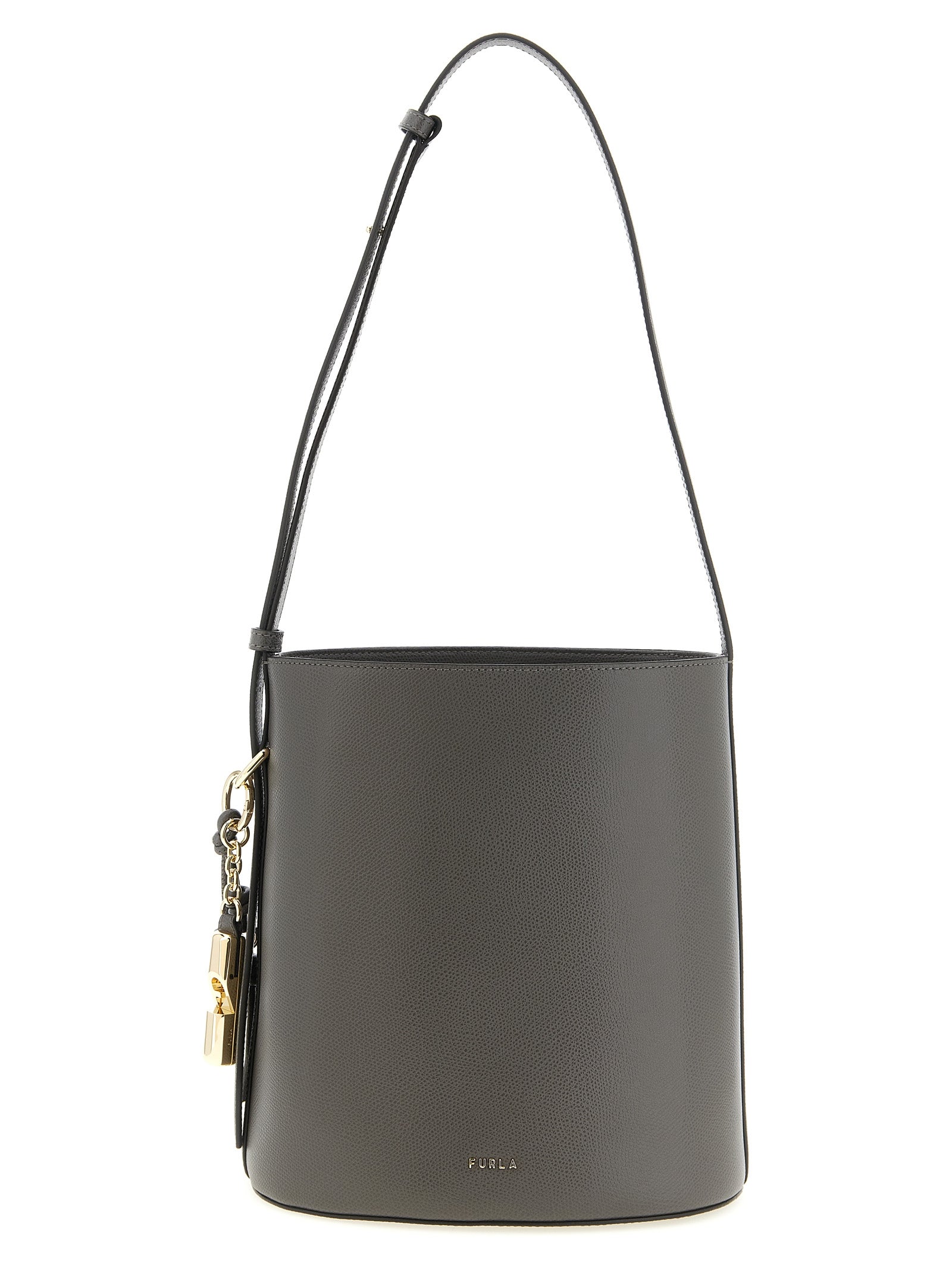 Gray Calfskin Shoulder Bag