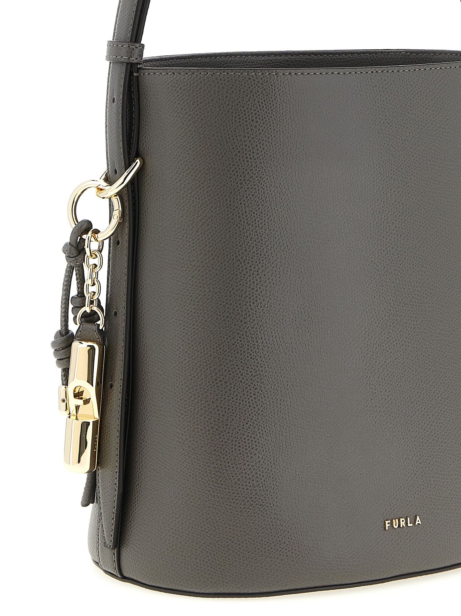 Gray Calfskin Shoulder Bag