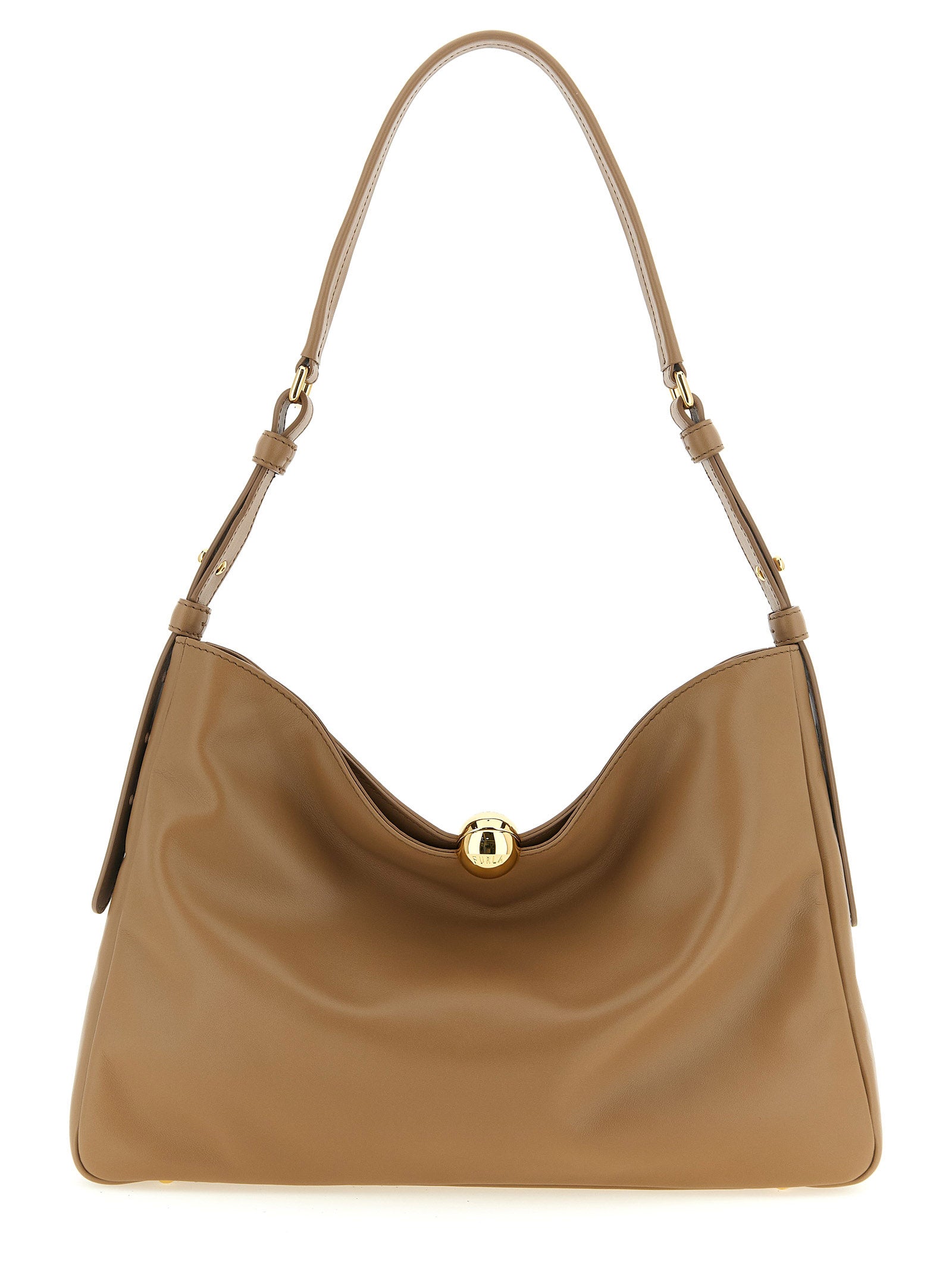 Beige Calfskin Shoulder Bag