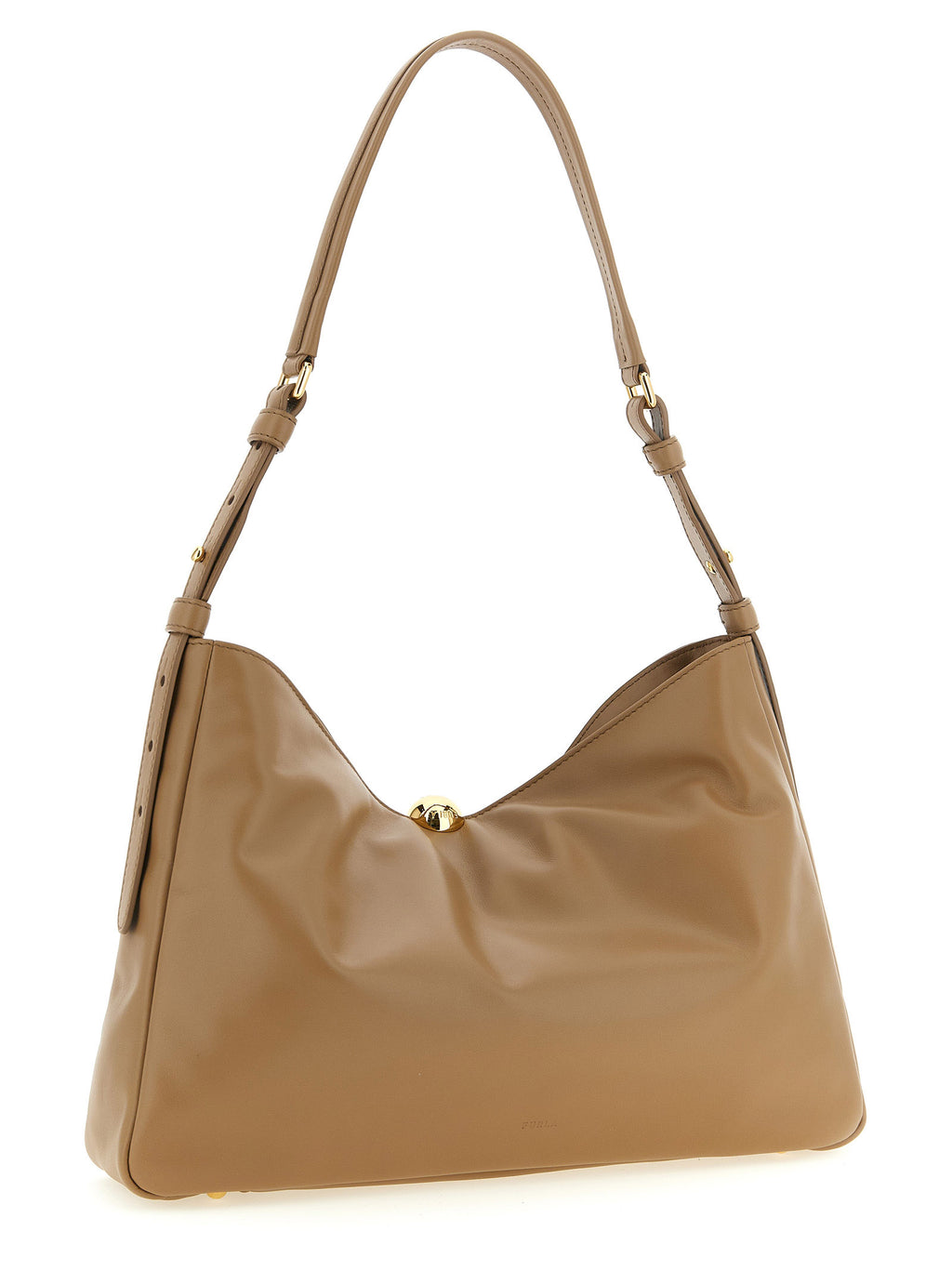 Beige Calfskin Shoulder Bag