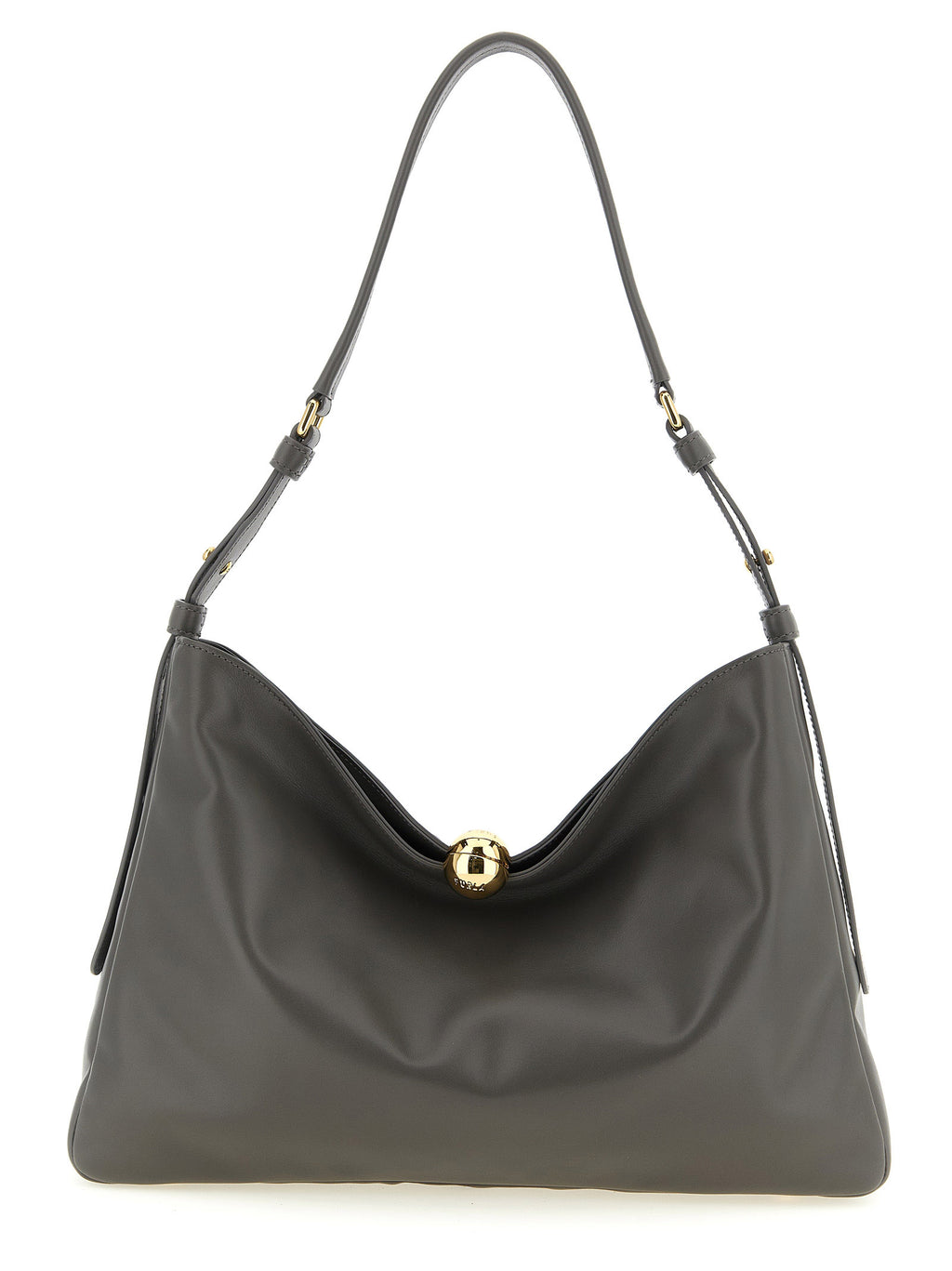 Gray Calfskin Shoulder Bag