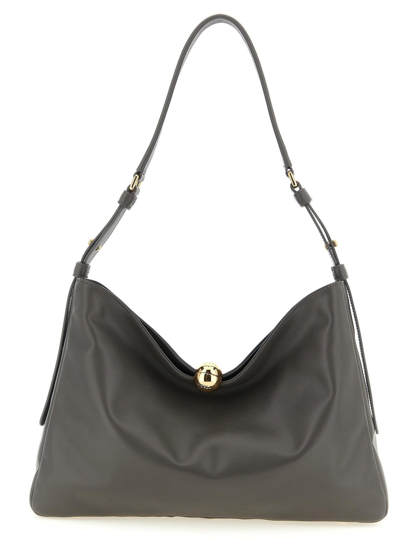 Gray Calfskin Shoulder Bag