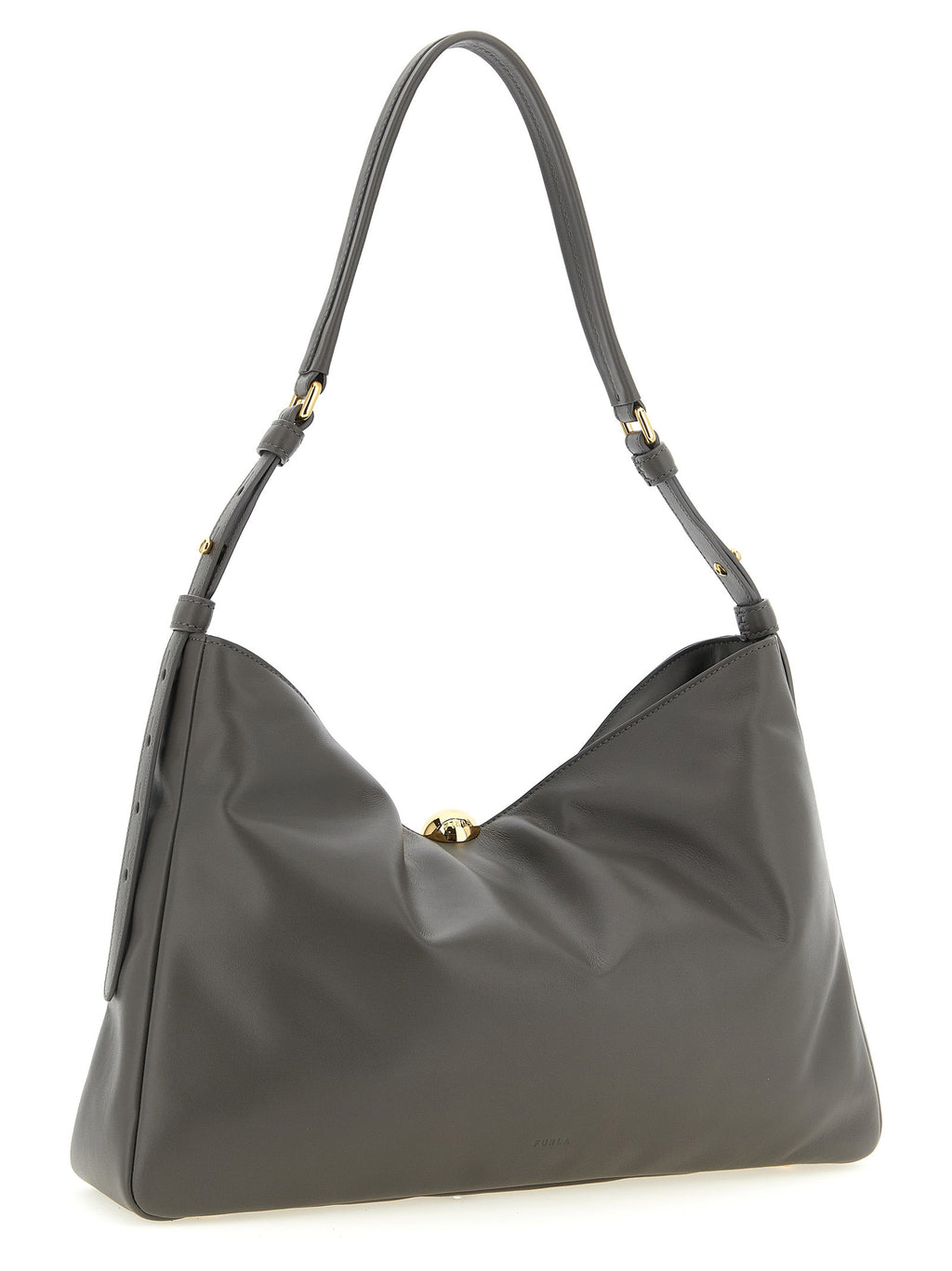 Gray Calfskin Shoulder Bag