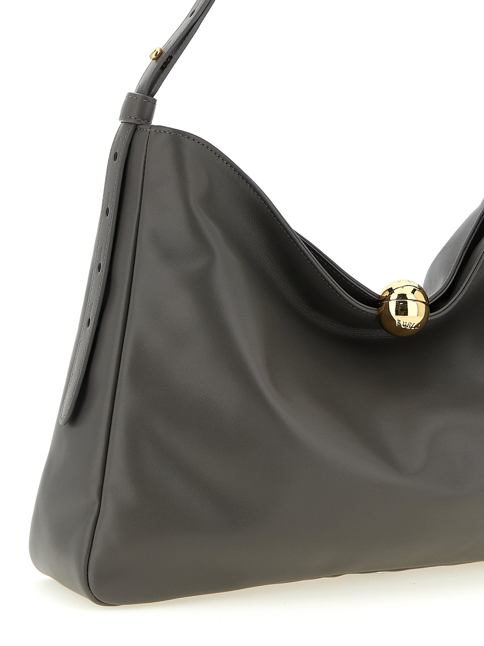 Gray Calfskin Shoulder Bag