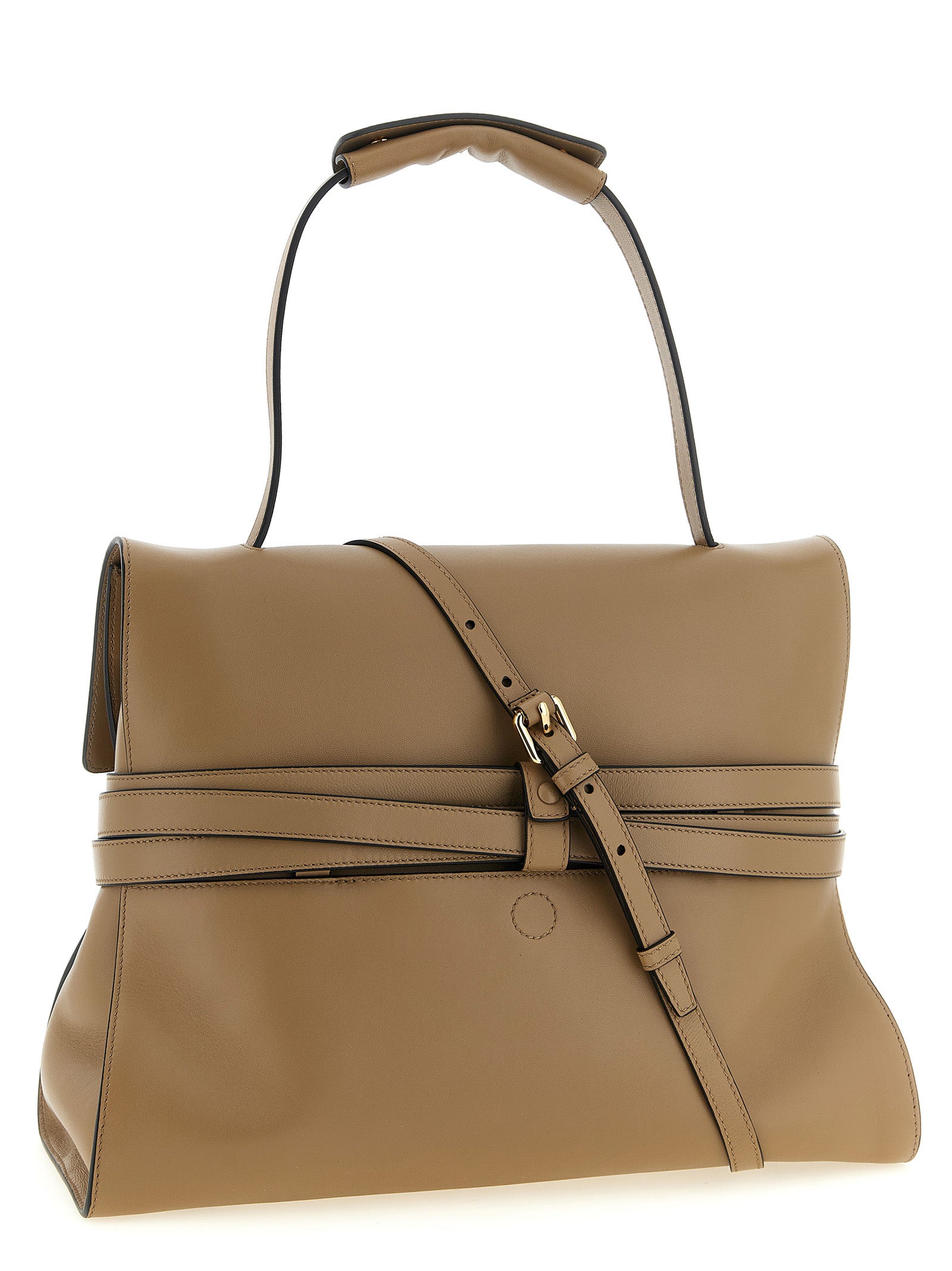 Beige Napa Leather / Calf Bos Taurus Shoulder Bag
