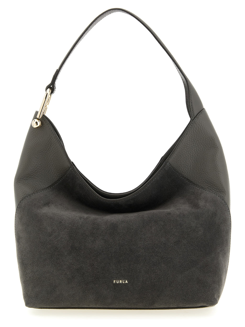 Gray Calfskin Shoulder Bag