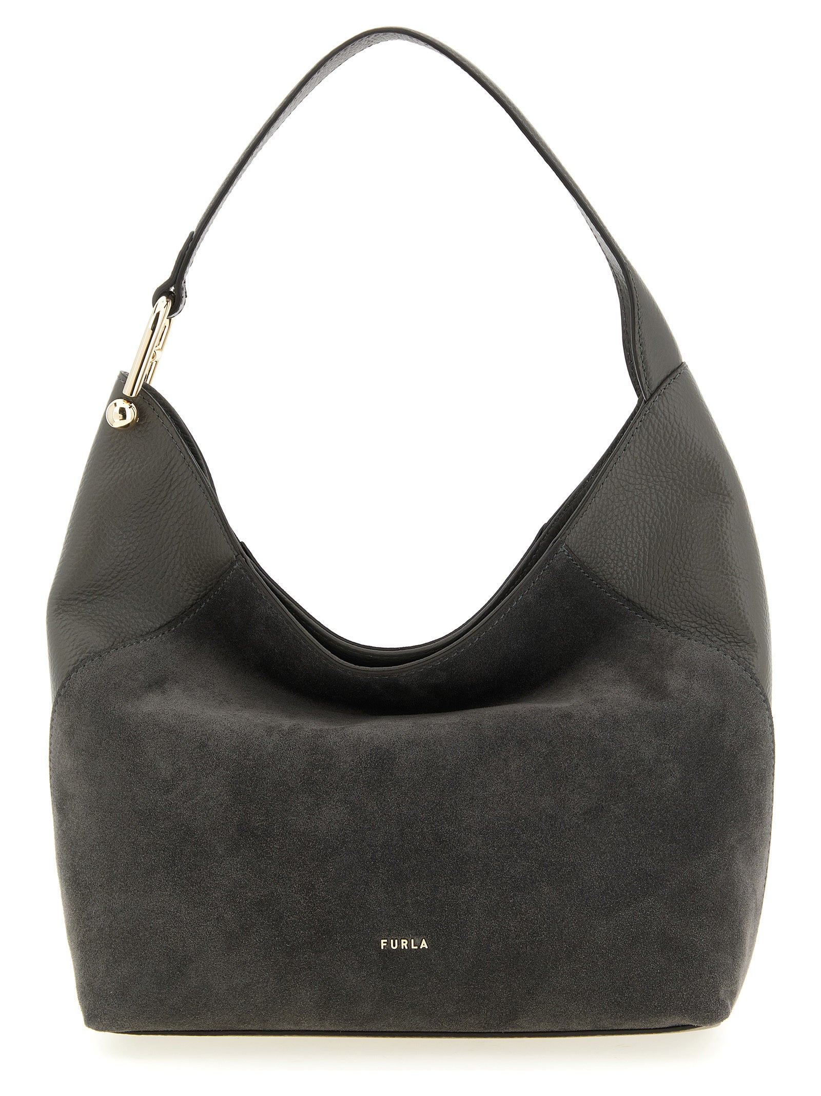 Gray Calfskin Shoulder Bag
