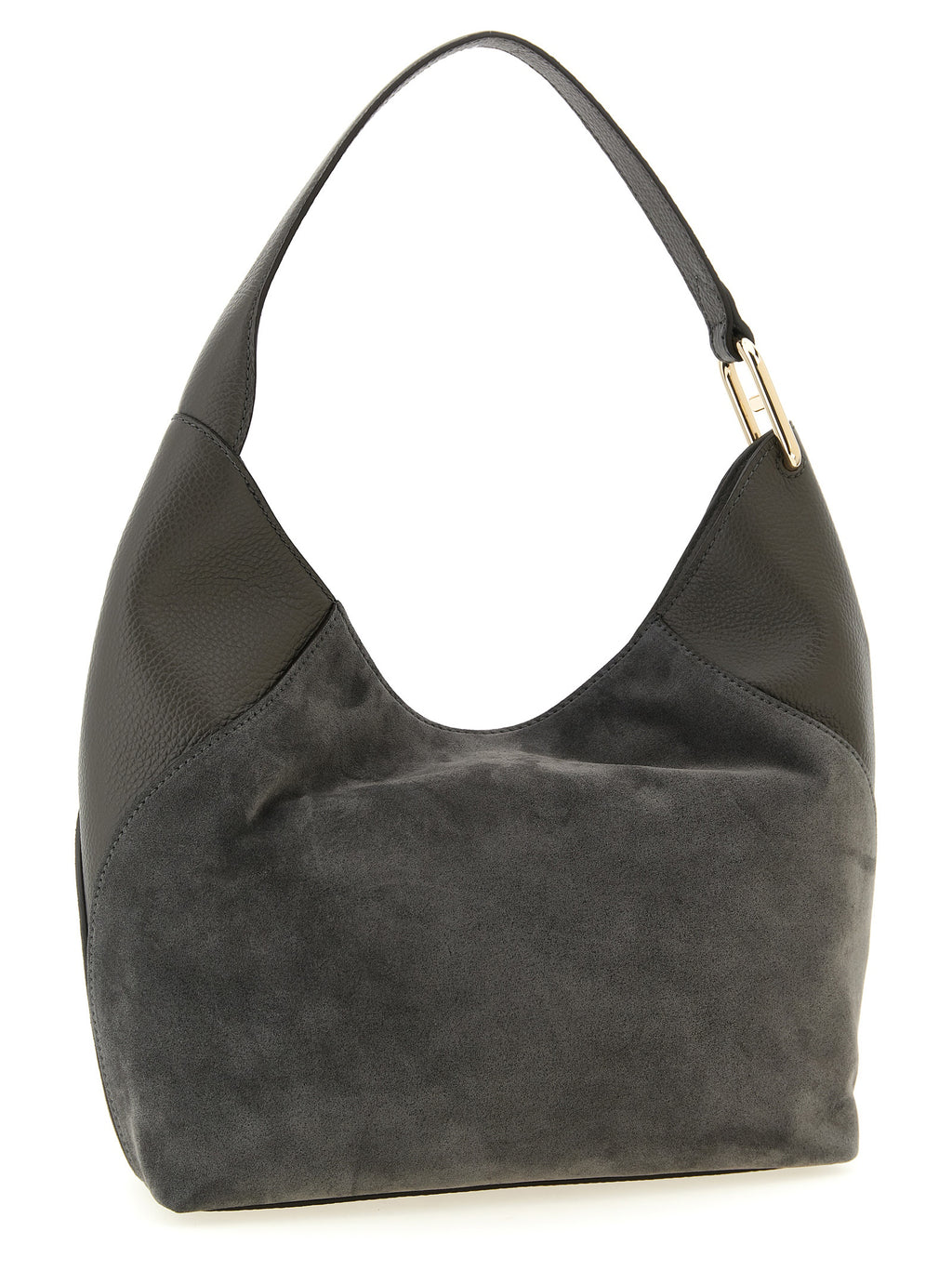 Gray Calfskin Shoulder Bag