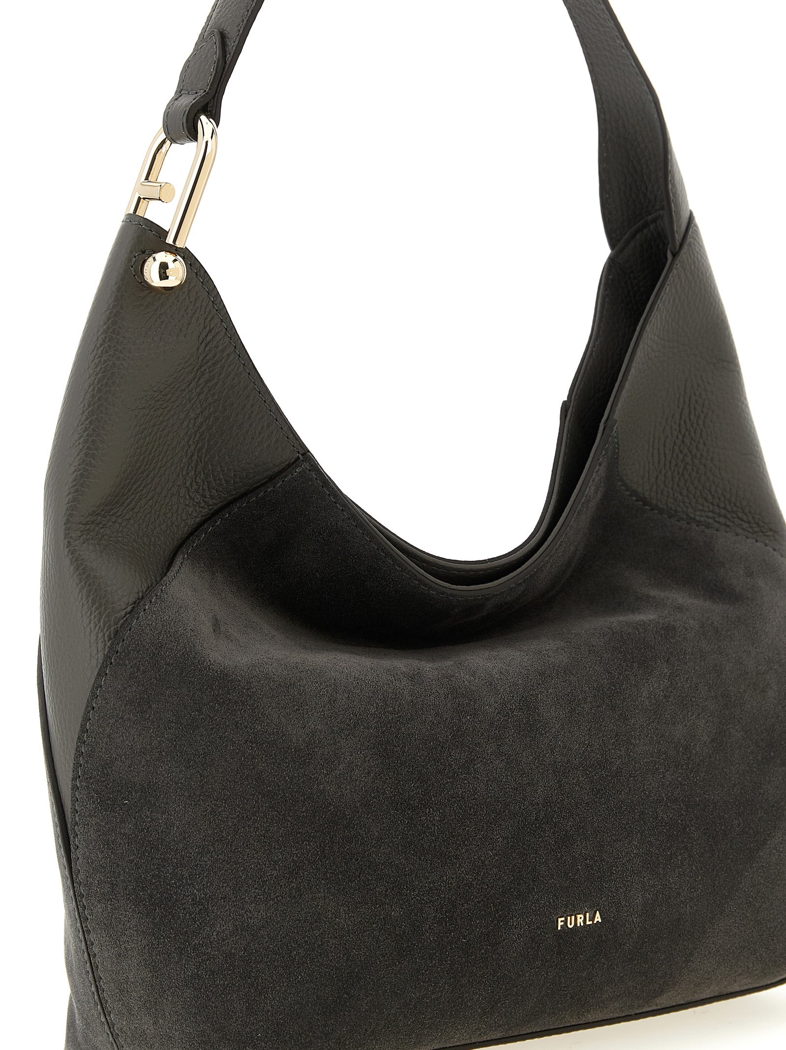 Gray Calfskin Shoulder Bag