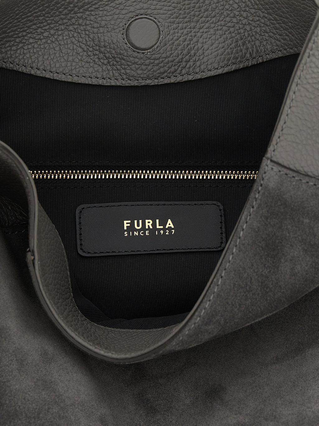 Gray Calfskin Shoulder Bag