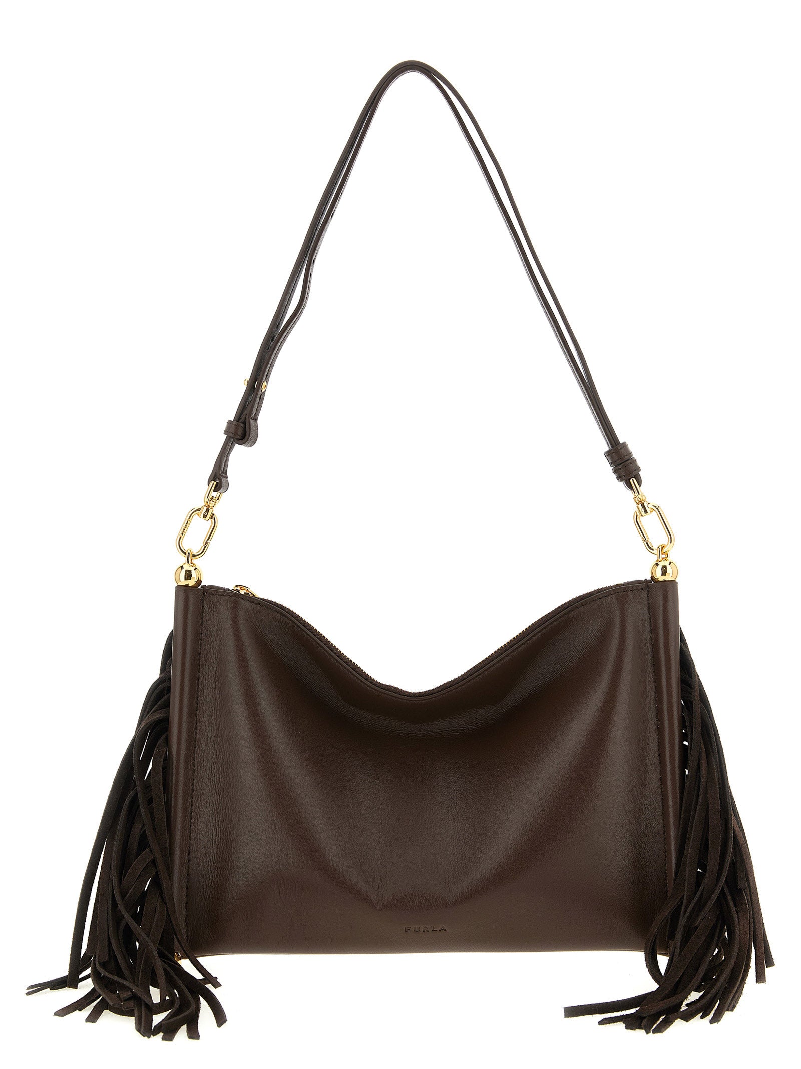 Brown Lamb Leather Shoulder Bag