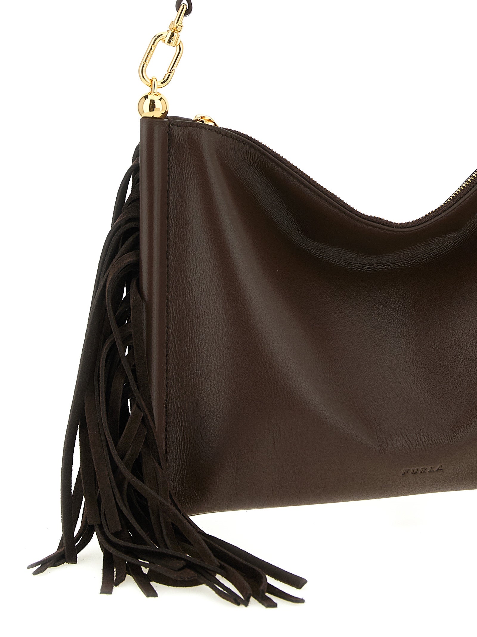 Brown Lamb Leather Shoulder Bag