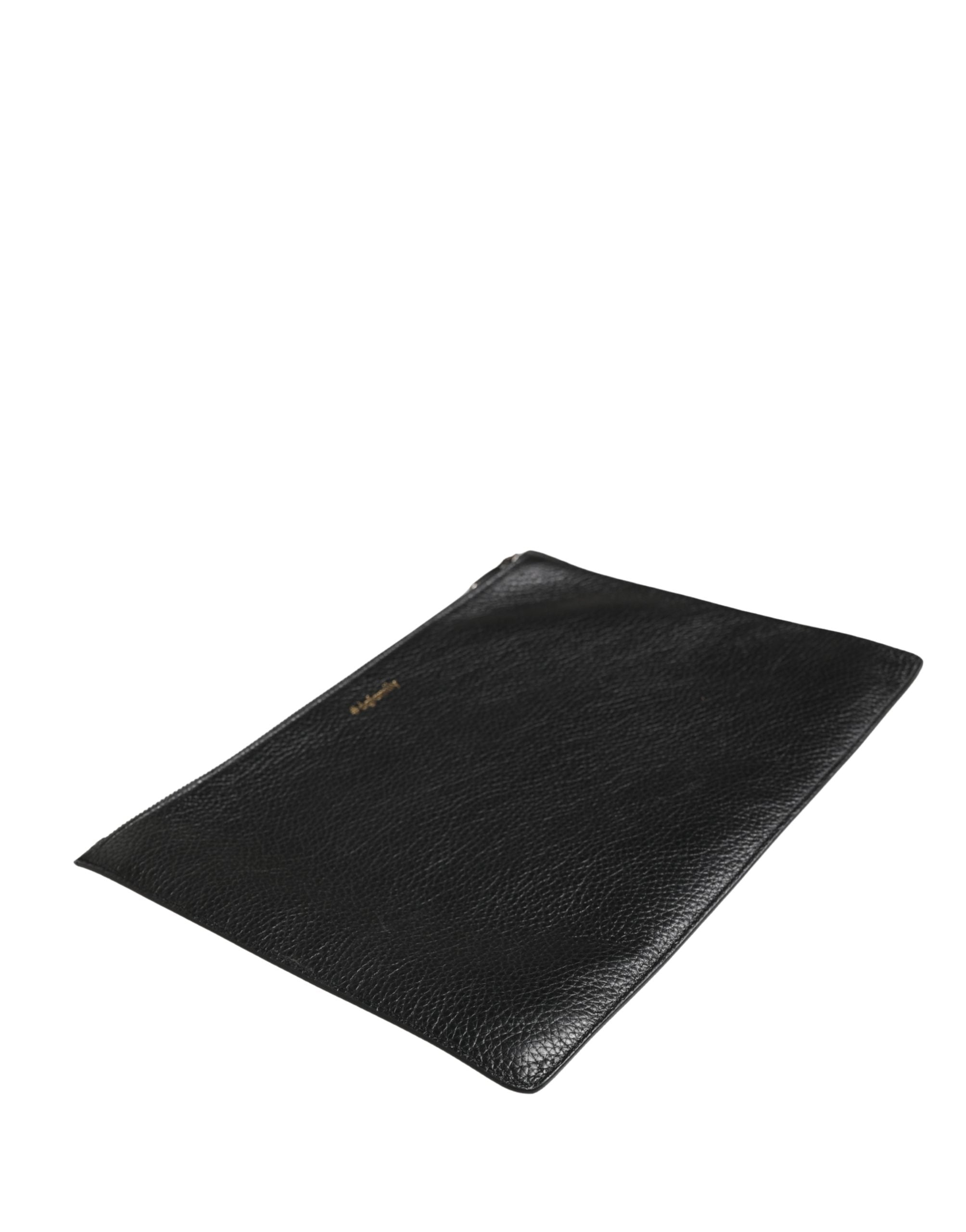 Black #DGFamily Embellished Leather Clutch Borse Bag