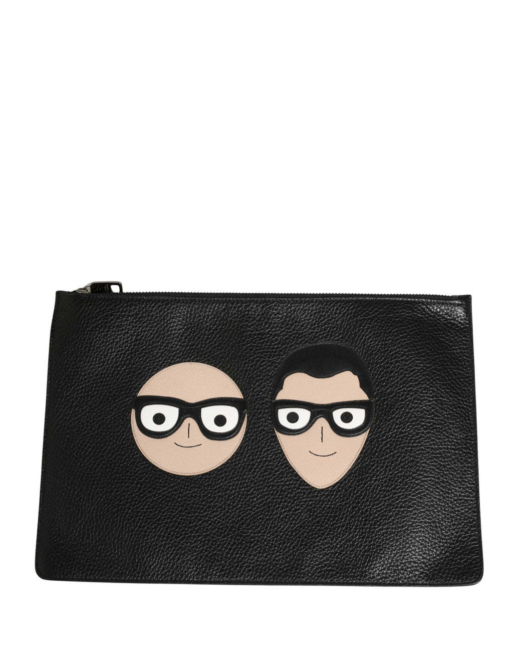 Black #DGFamily Embellished Leather Clutch Borse Bag