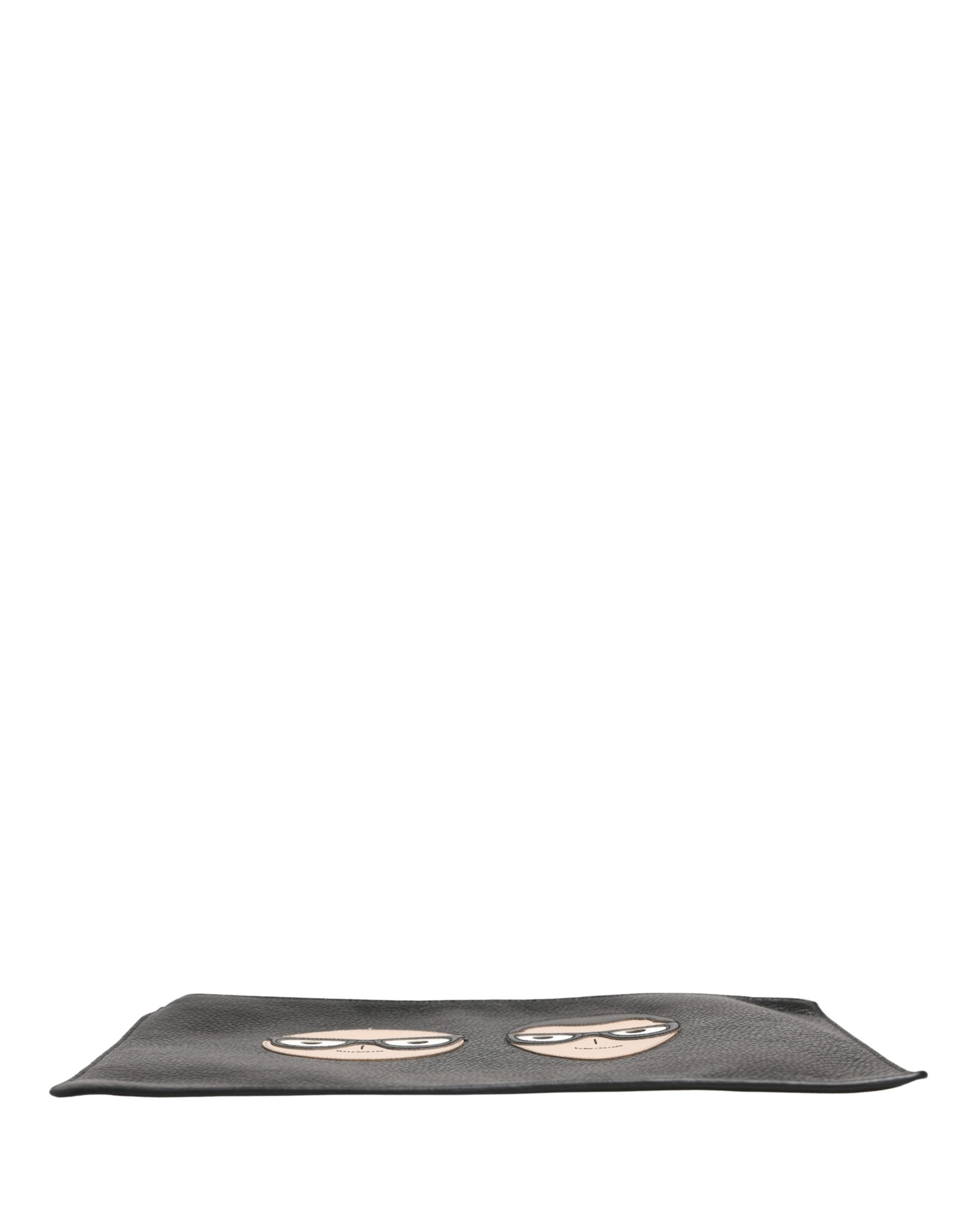 Black #DGFamily Embellished Leather Clutch Borse Bag
