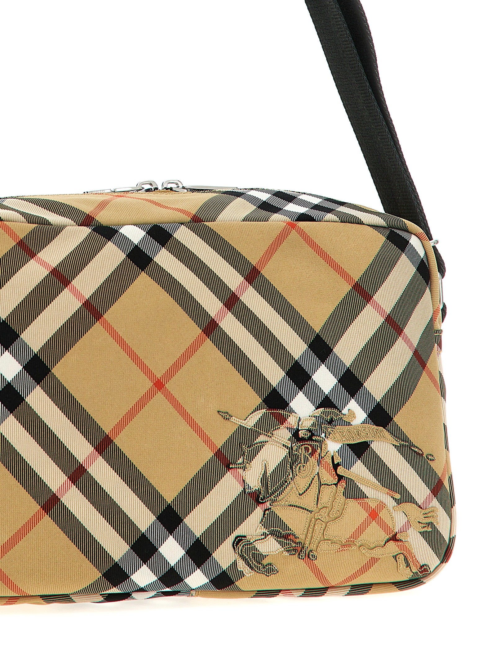 Beige Polyester Crossbody Bag