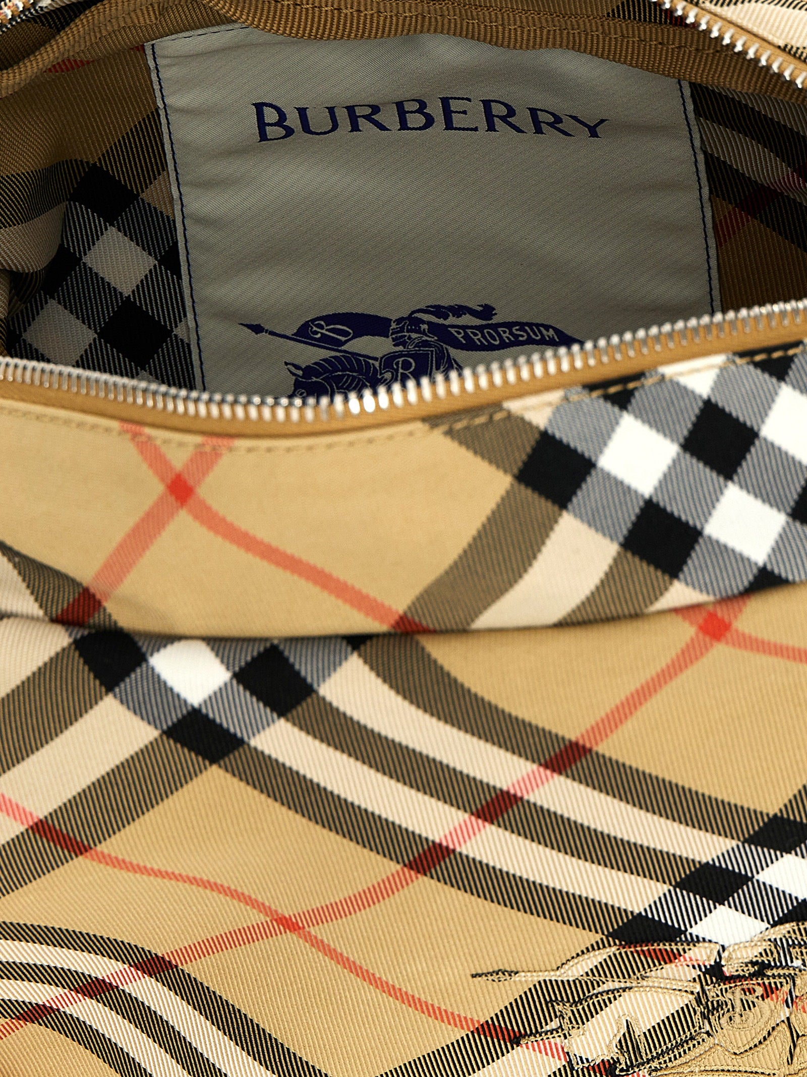 Beige Polyester Crossbody Bag