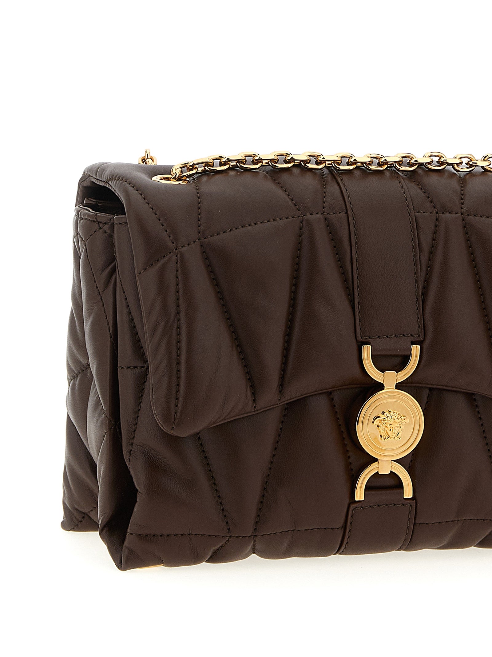 Brown Lamb Leather Shoulder Bag