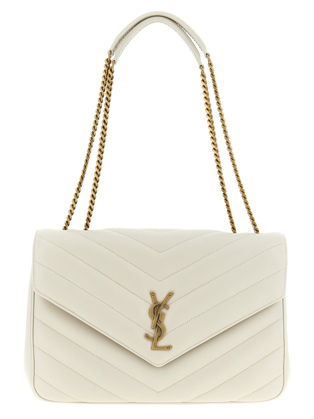 Beige Lamb Leather Shoulder Bag