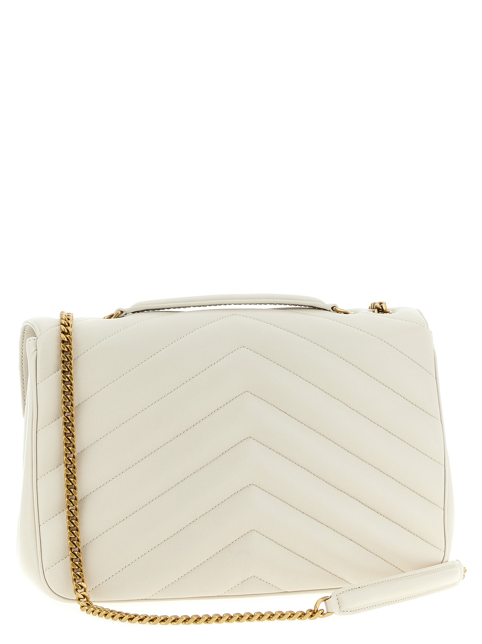 Beige Lamb Leather Shoulder Bag