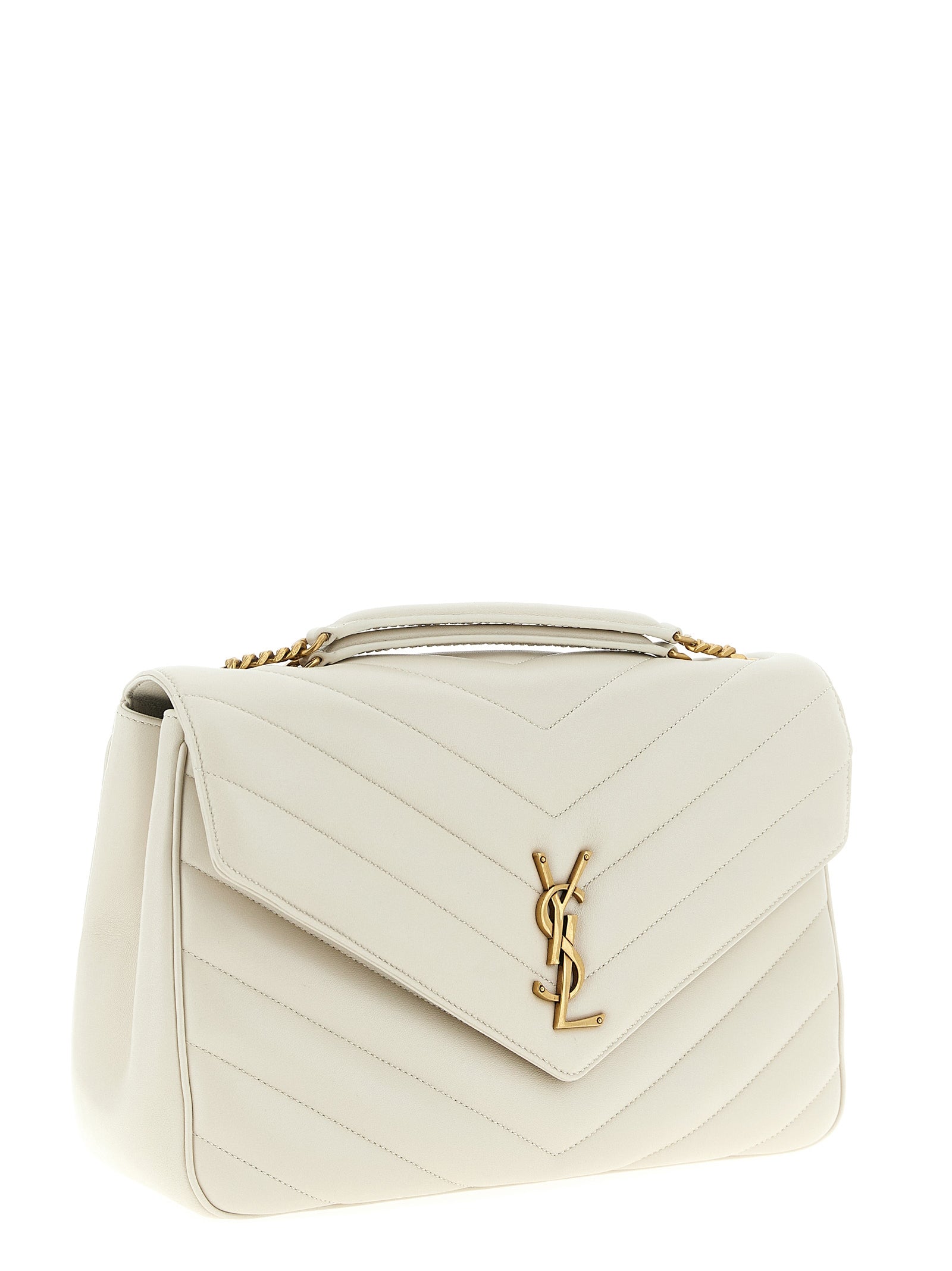 Beige Lamb Leather Shoulder Bag