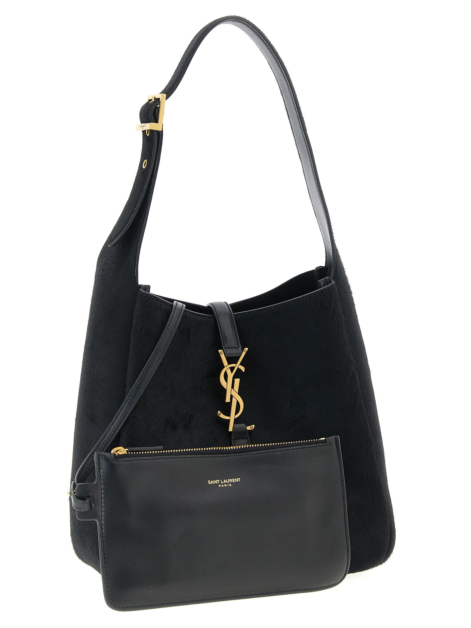Black Calfskin Shoulder Bag