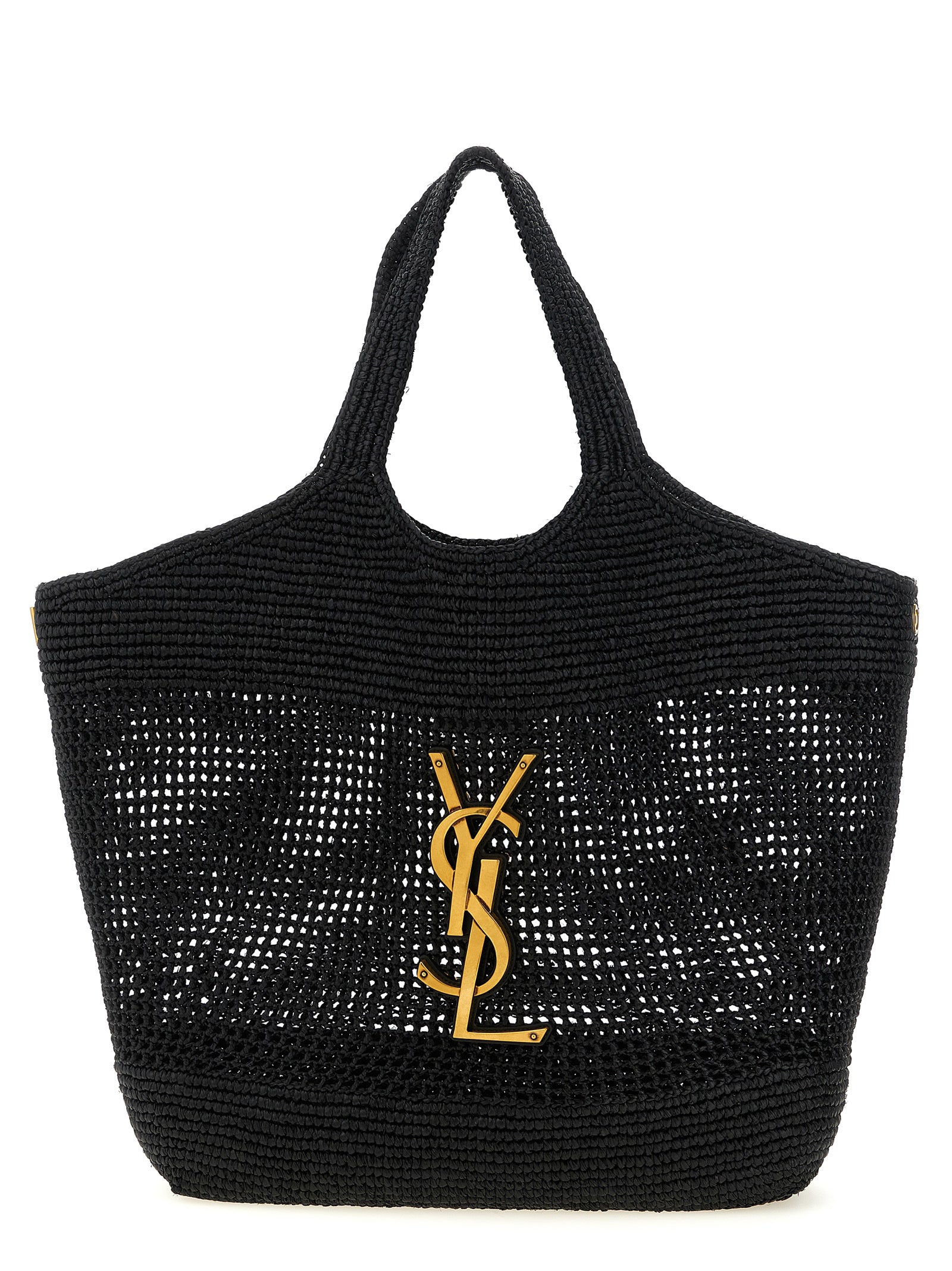 Black Raffia Tote Bag
