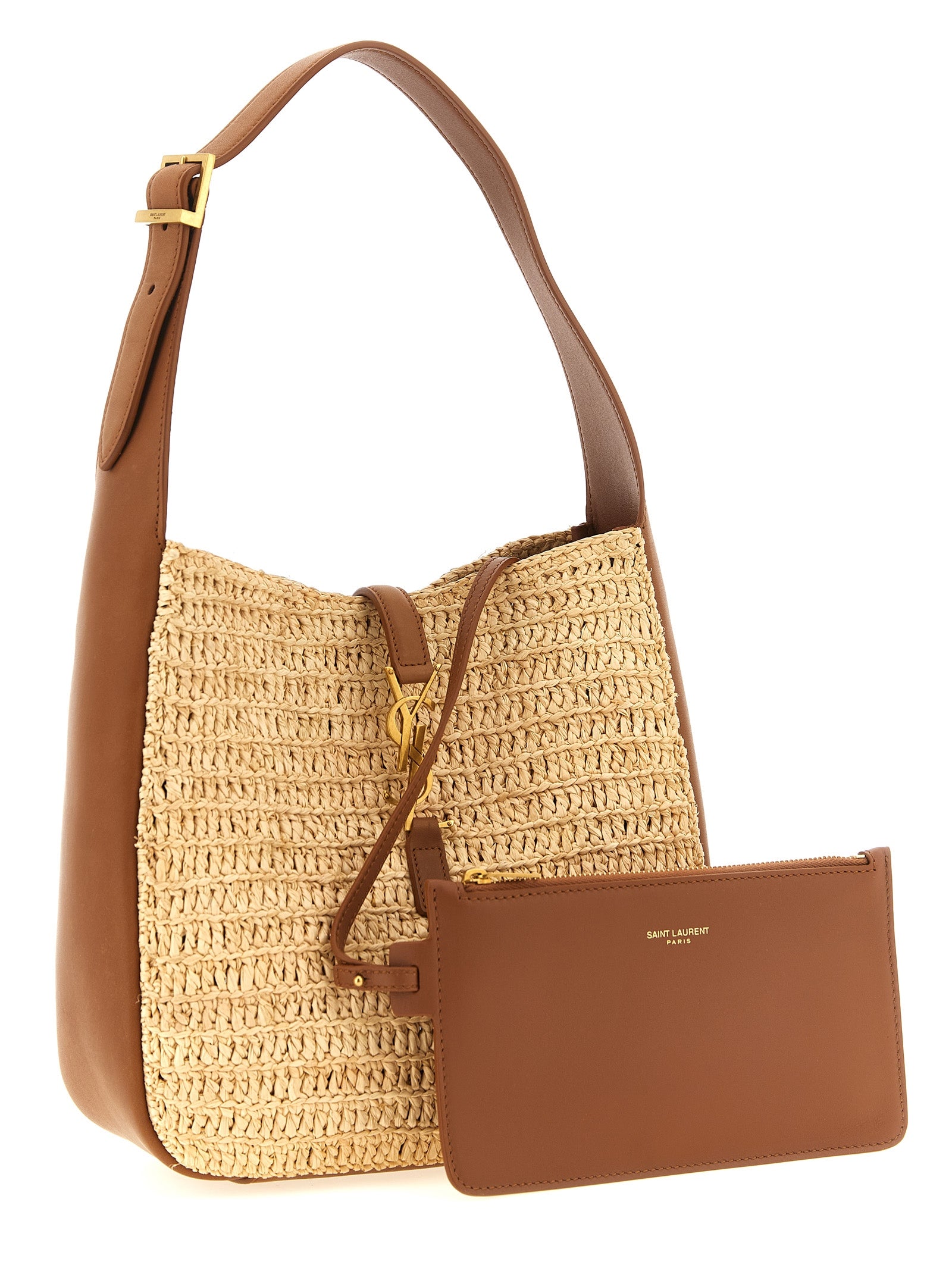 Beige Raffia Shoulder Bag