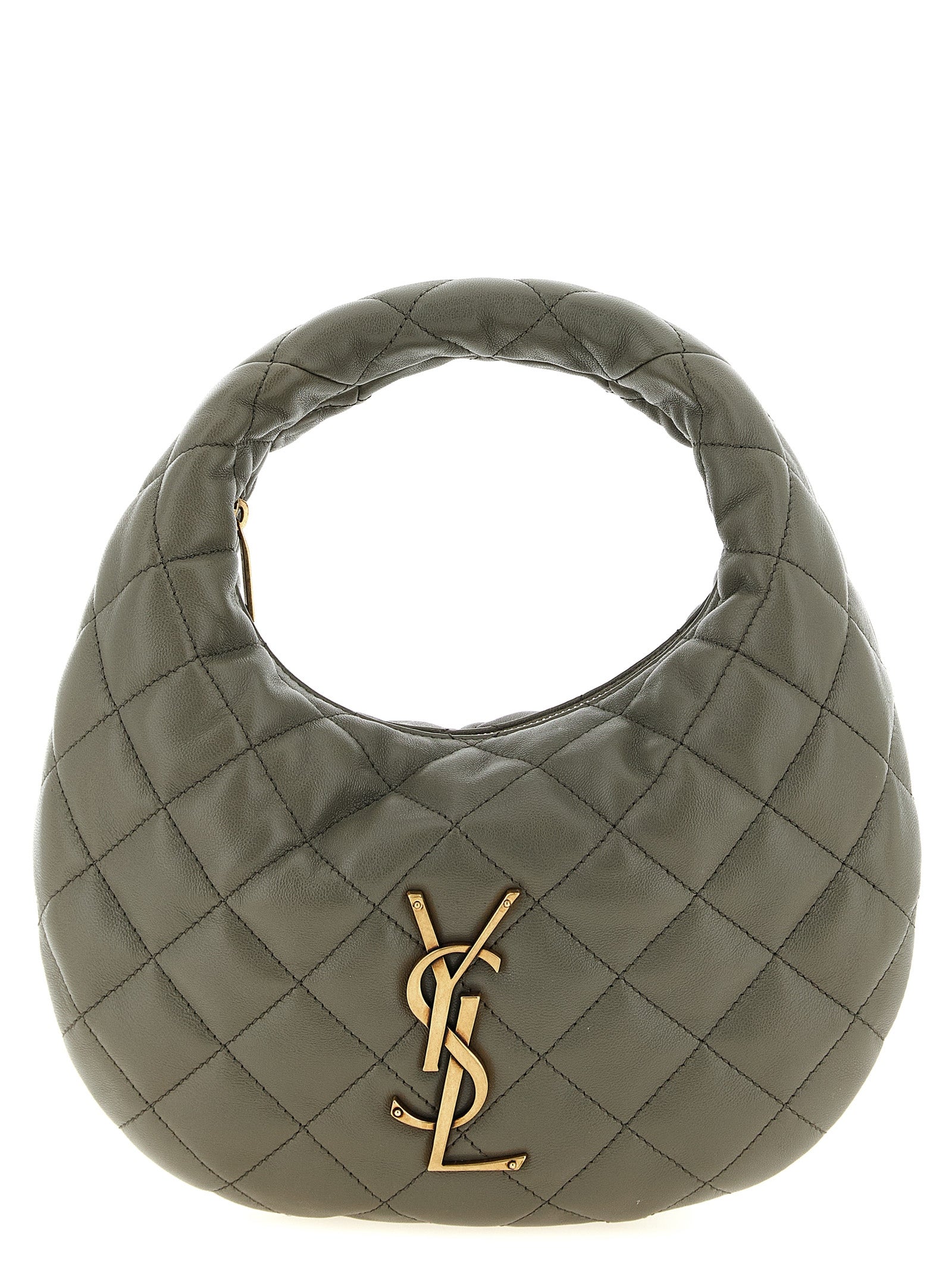 Gray Lamb Leather Handbag