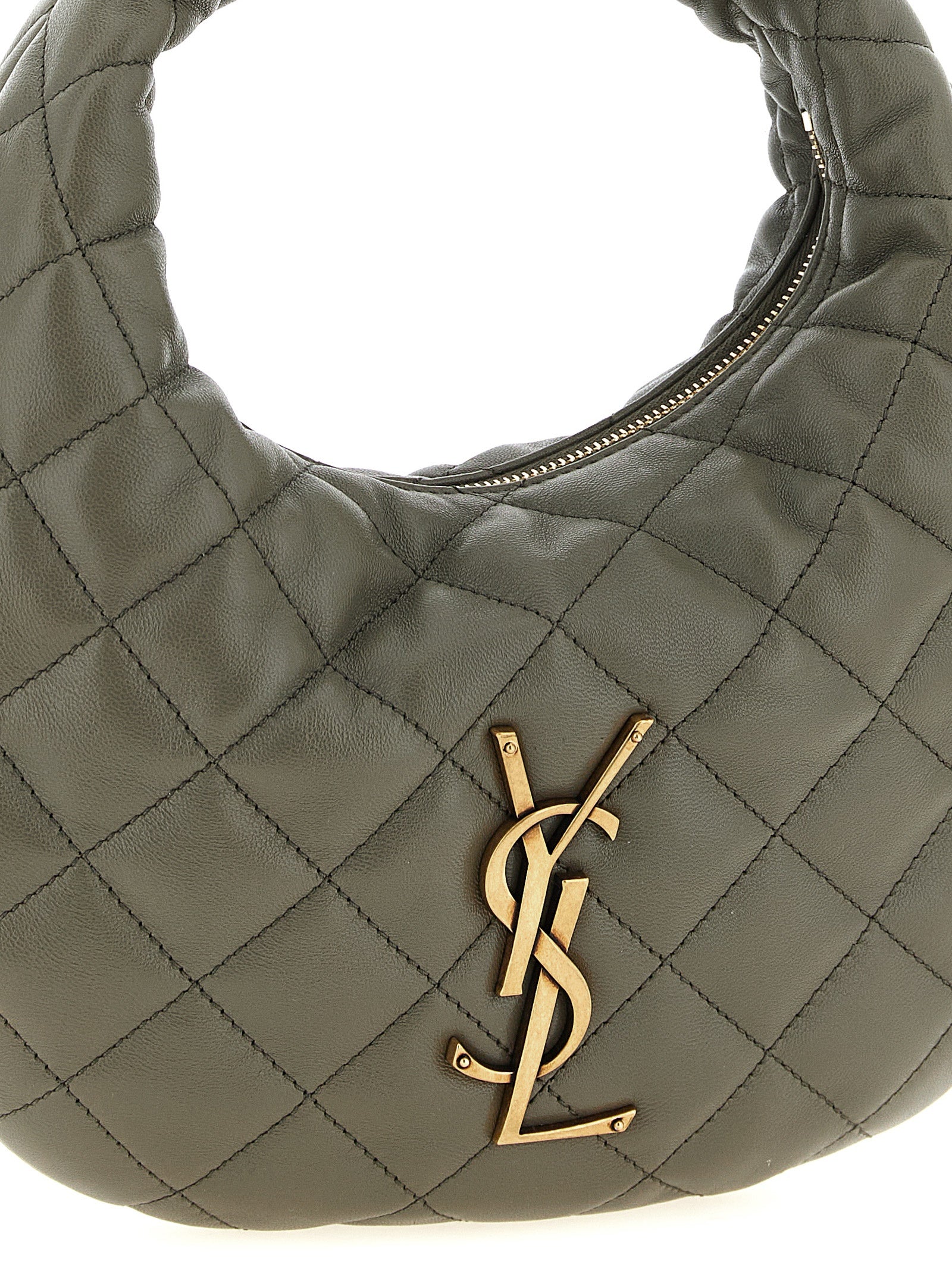 Gray Lamb Leather Handbag