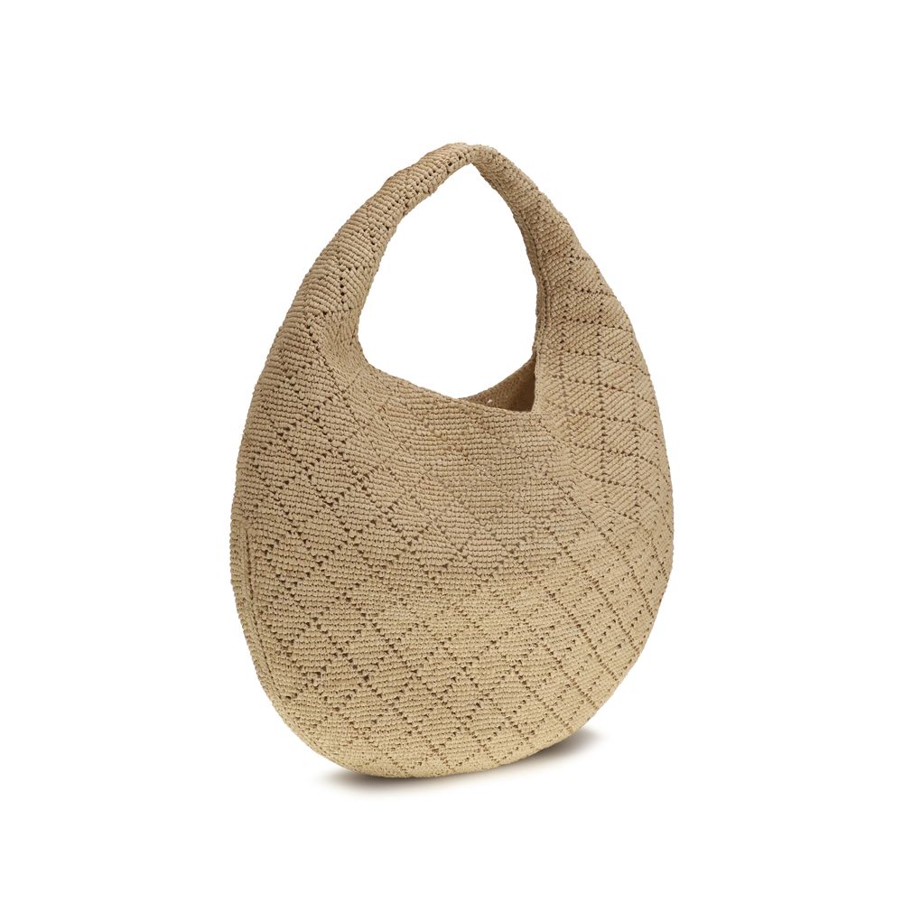 Beige Raffia Shoulder Bag