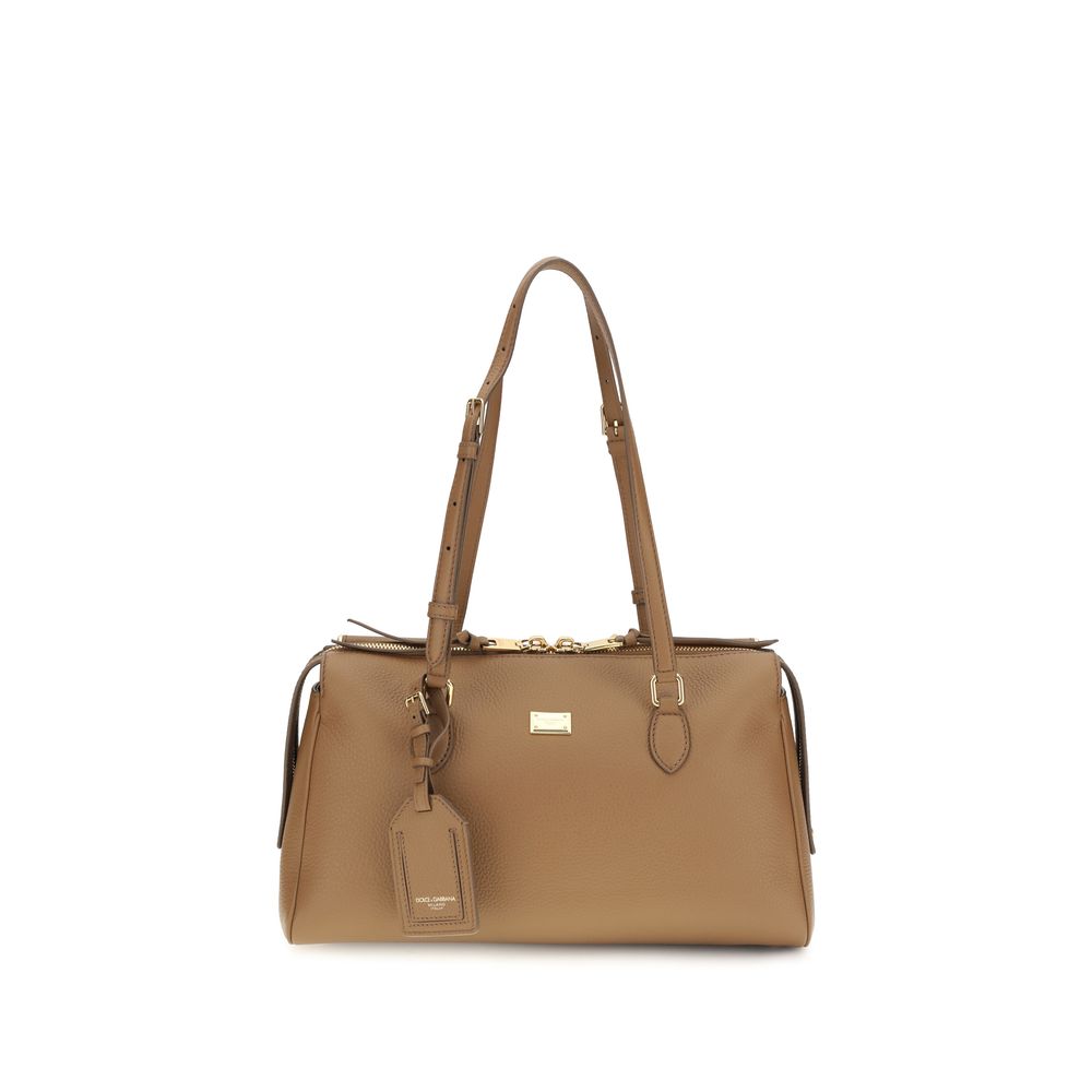 Beige Calf Leather Bos Taurus Shoulder Bag