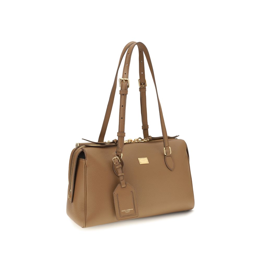 Beige Calf Leather Bos Taurus Shoulder Bag