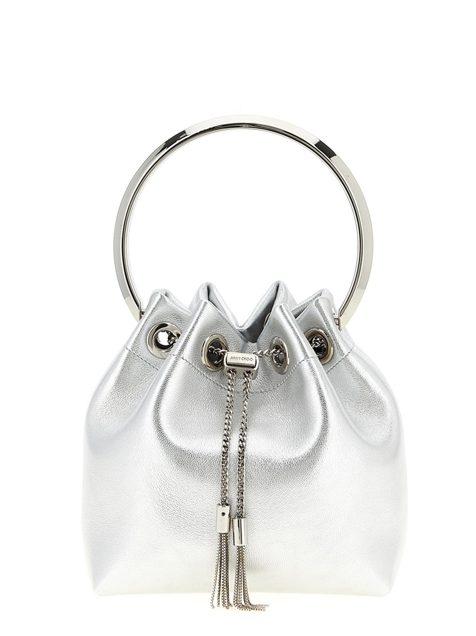 Silver Lamb Leather Handbag