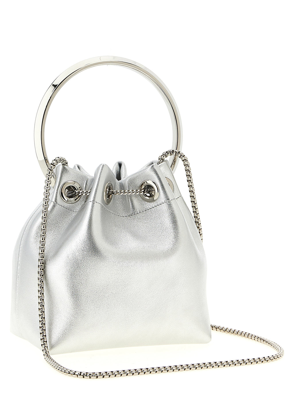 Silver Lamb Leather Handbag