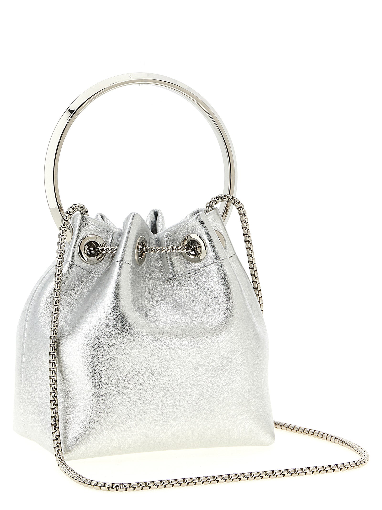 Silver Lamb Leather Handbag