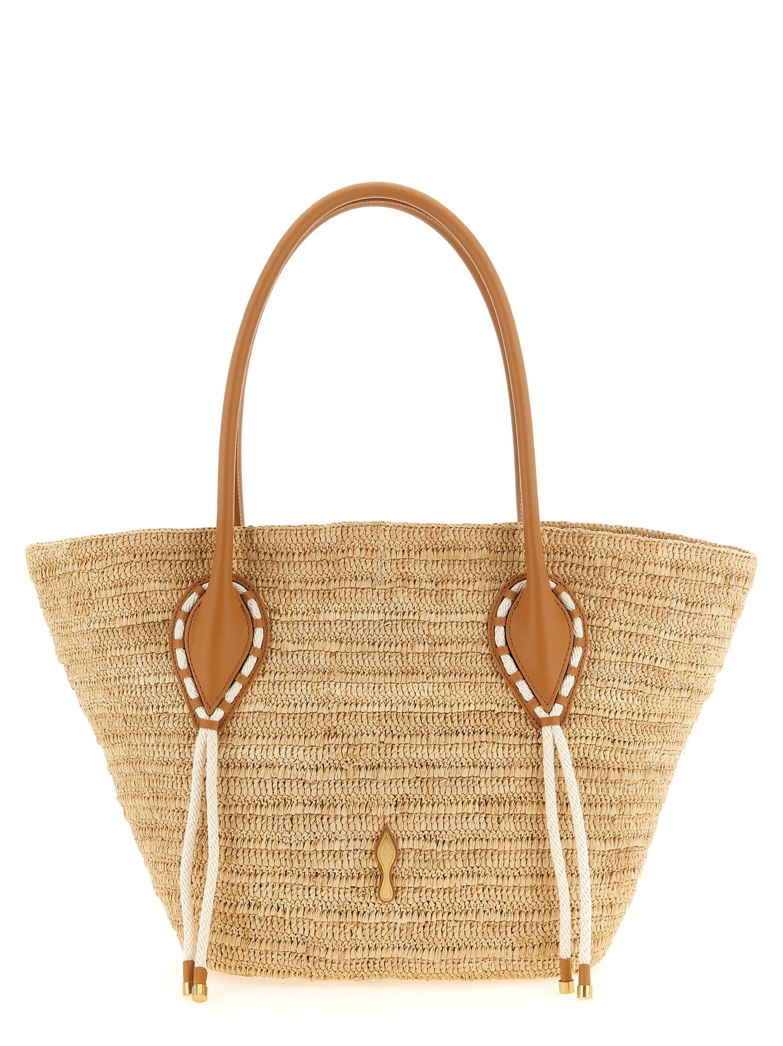 Beige Raffia Tote Bag