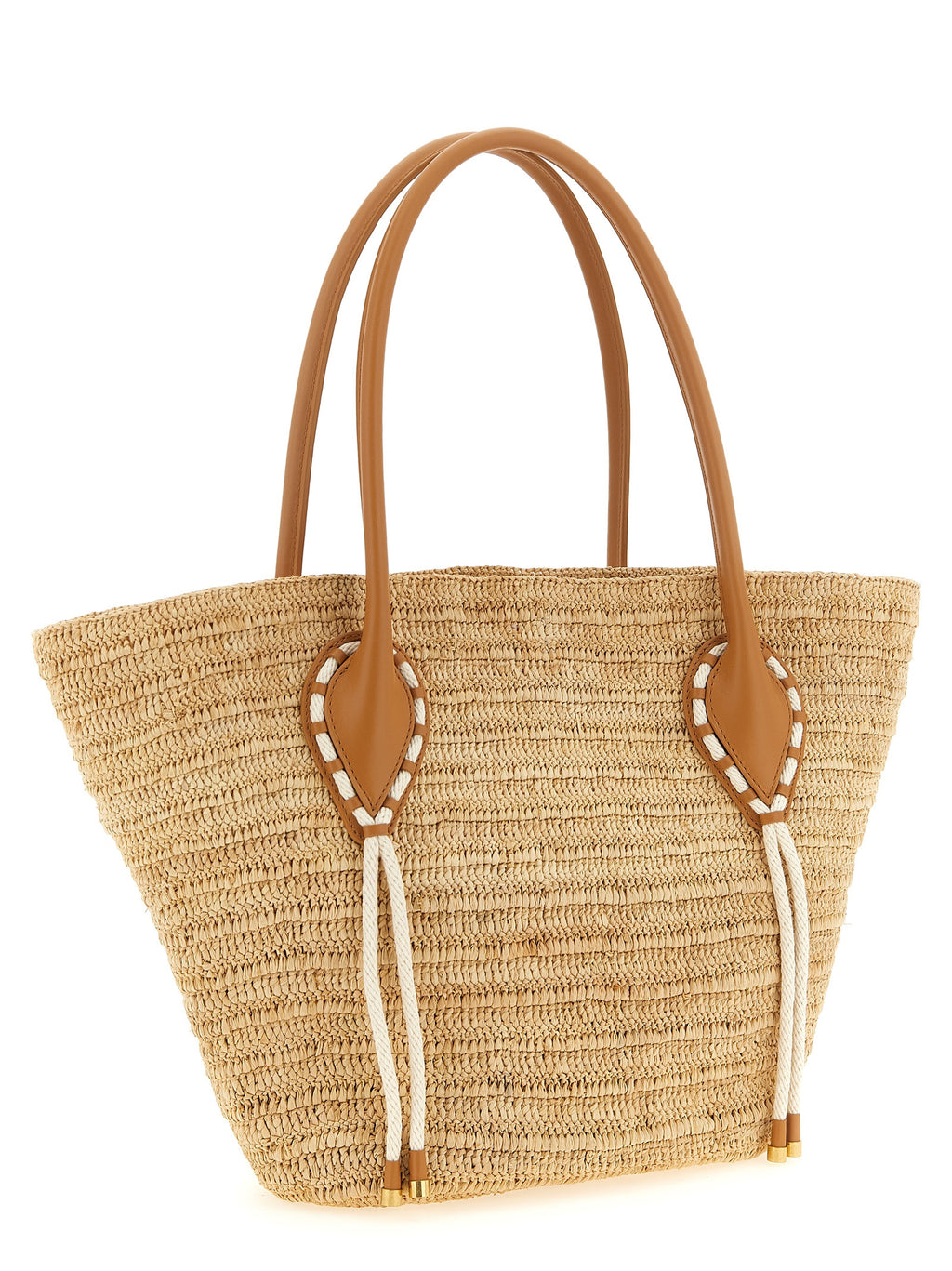 Beige Raffia Tote Bag
