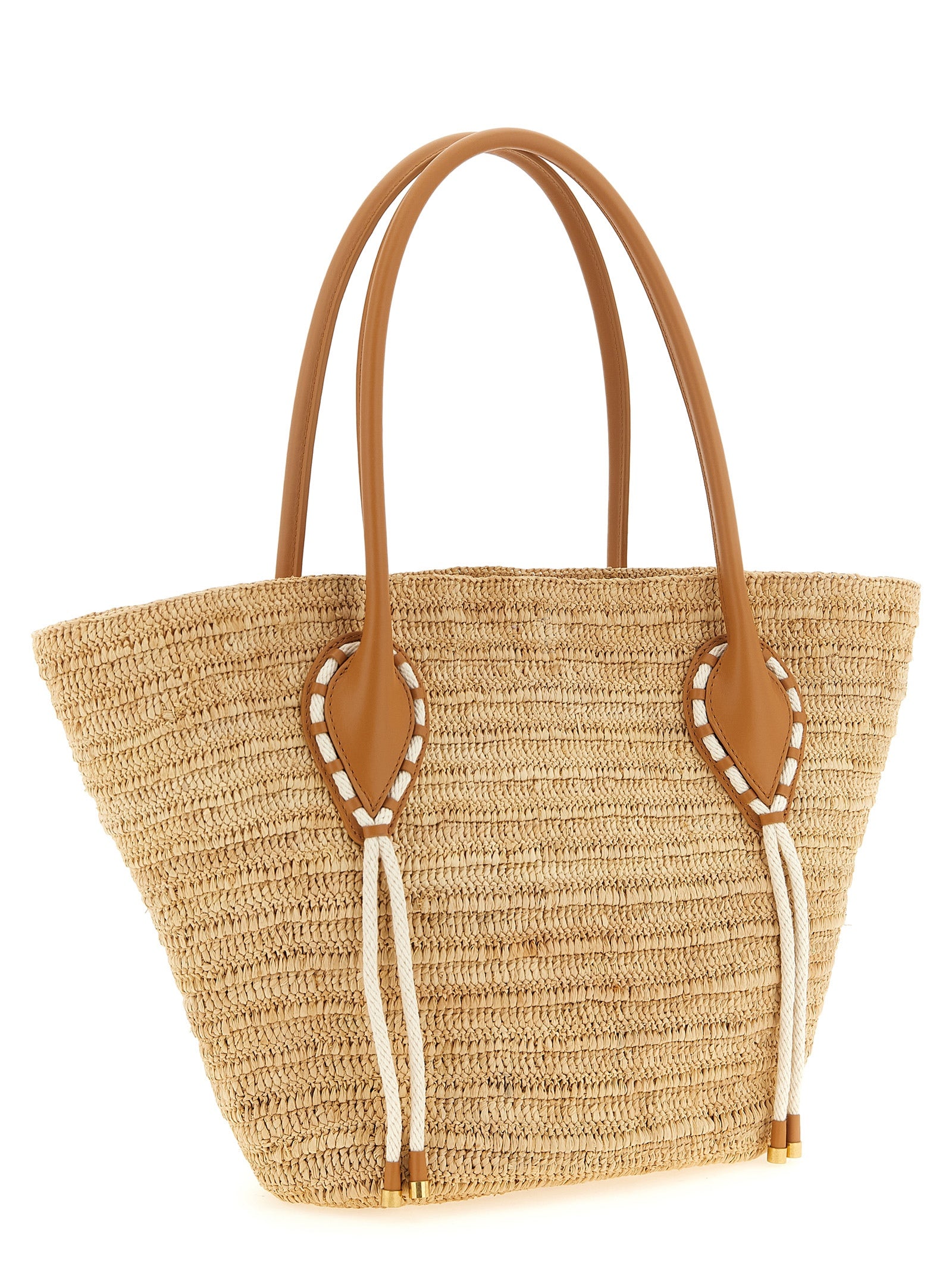 Beige Raffia Tote Bag